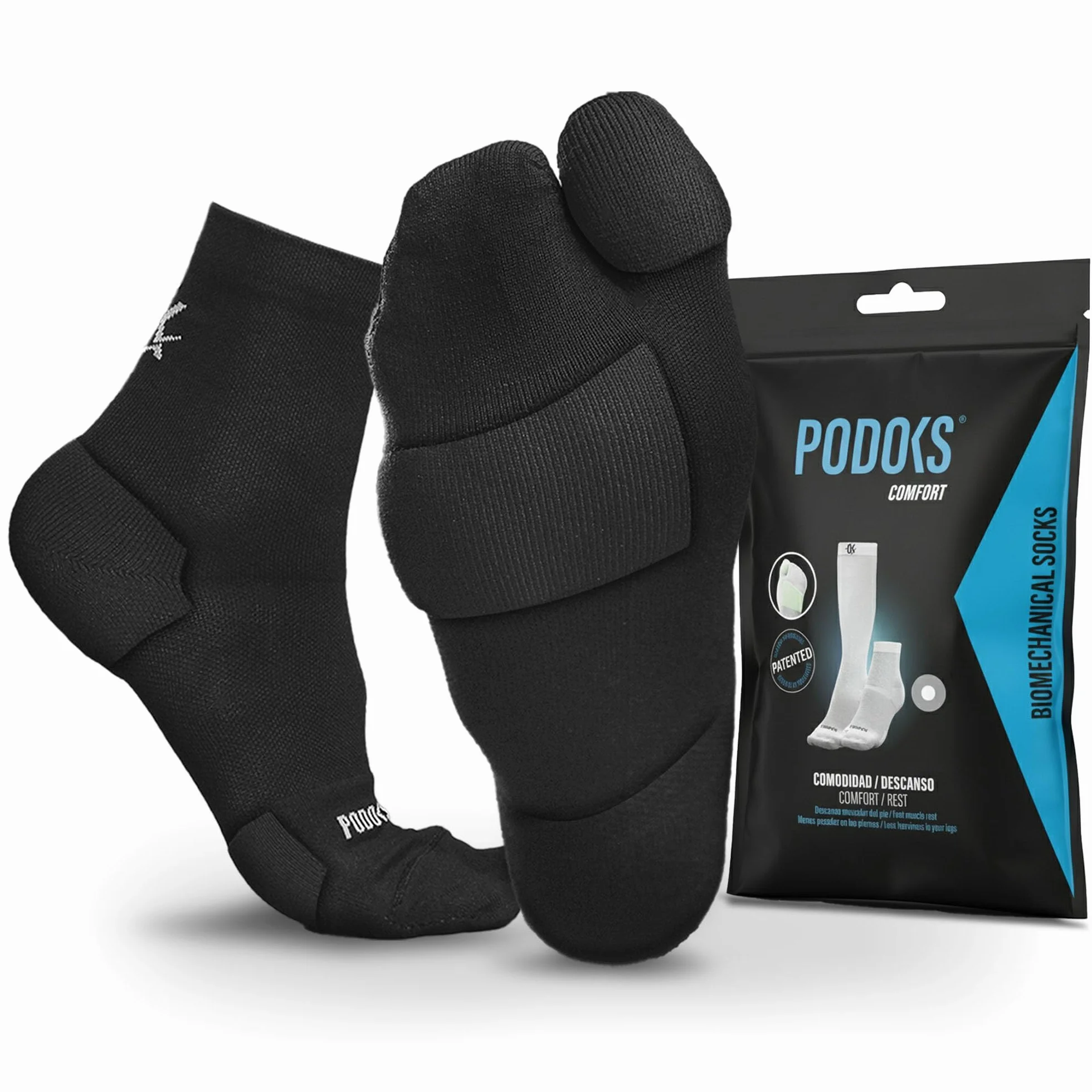 Calcetines Fascitis Plantar Hombre y Mujer | Calcetines de Compresion con Tejido Coolmax | Contiene Almohadillado Estratégico y Separación del primer dedo | Fabricado en España