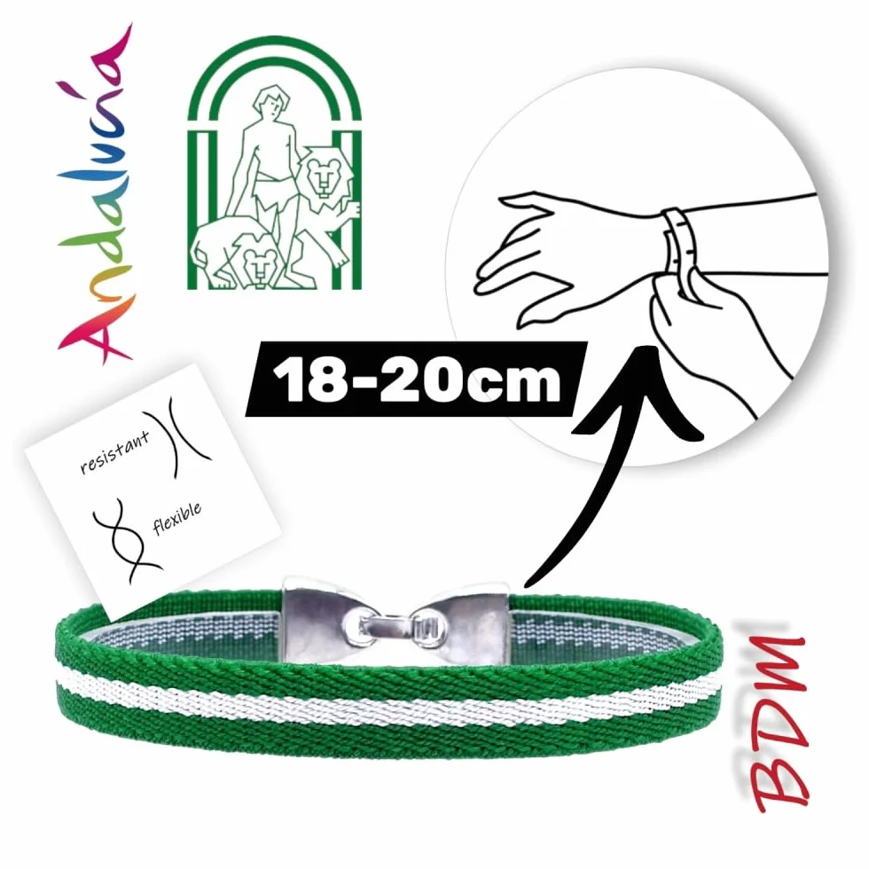 BDM Pulsera y Llavero Bandera Andalucía, Cinta Elástica Andaluza