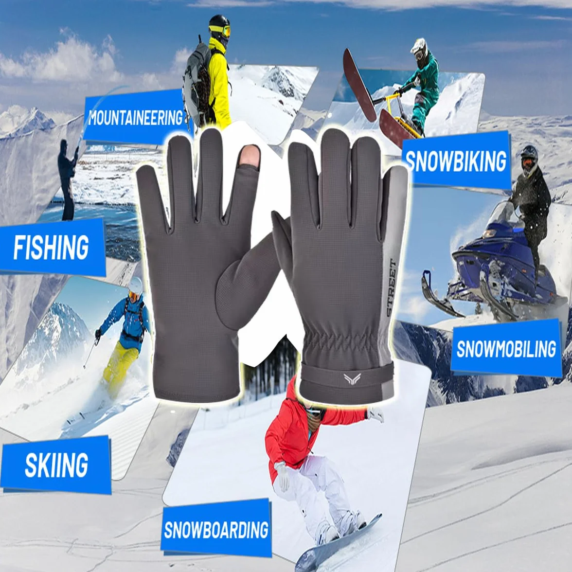 Guantes de Invierno Impermeable Táctil para Ciclismo Running Esquí, Cálido y Resistente al Viento