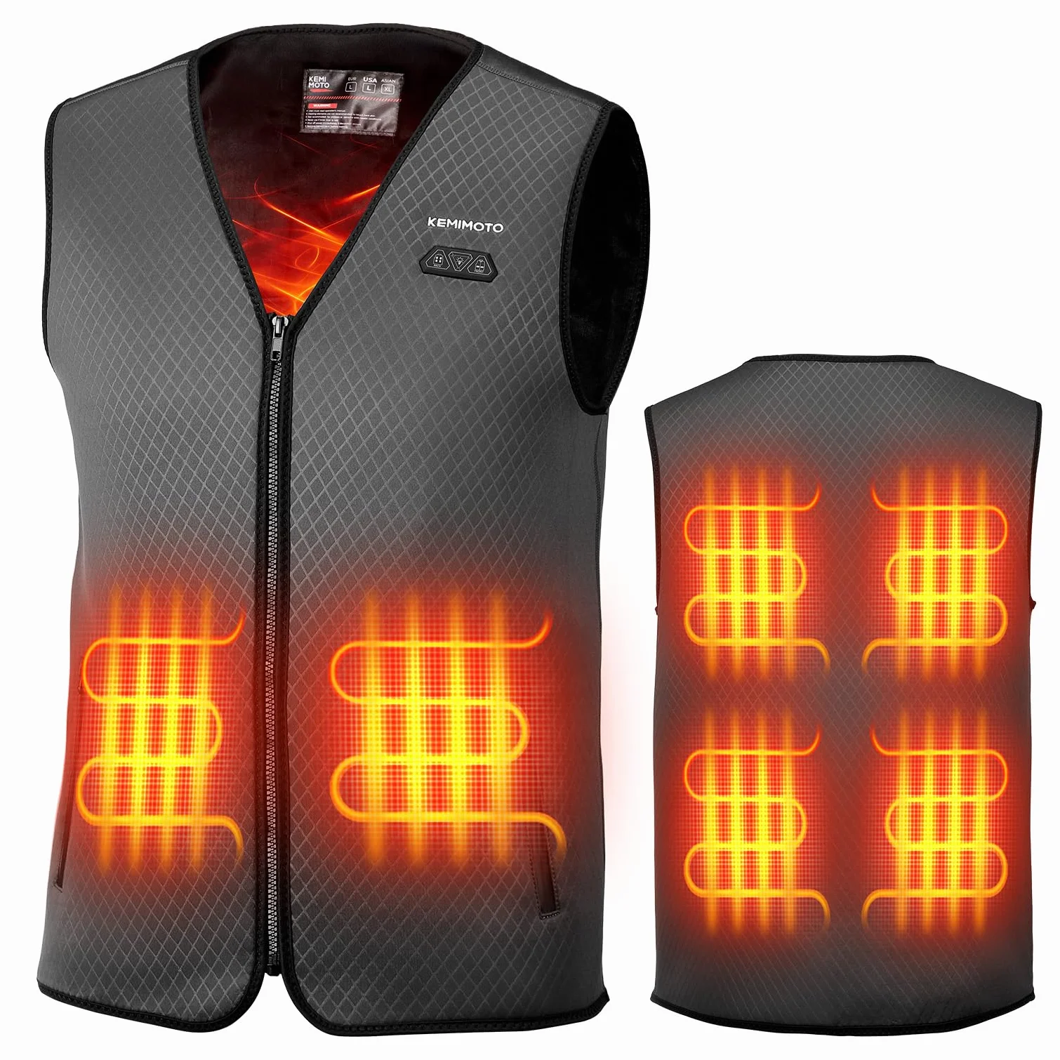 Chalecos Calefactables KEMIMOTO para Hombre 6 Zonas de Calor, Esquí Pesca Moto (Sin Batería)