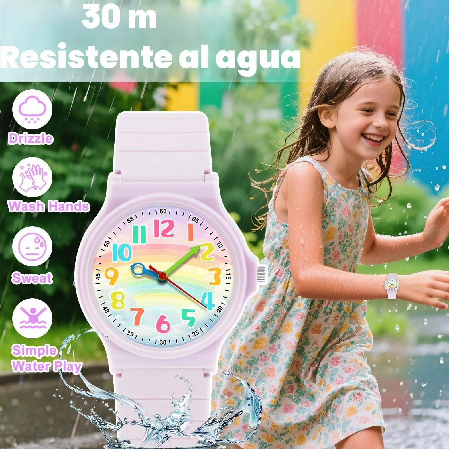 Reloj Analógico para Niños Sumergible 30M Correa TPU Suave Cronógrafo Deportivo 4-12 Años