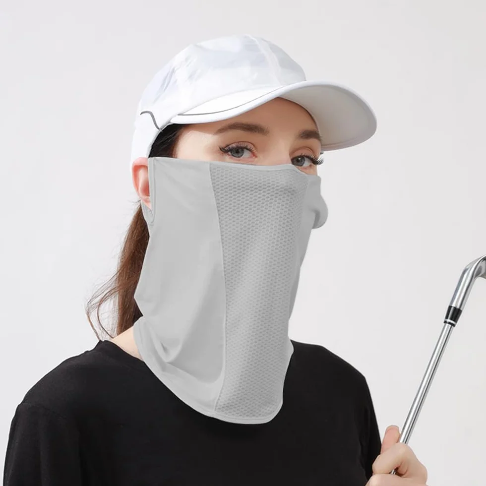 UPF 50+ Cubierta Facial Enfriamiento Transpirable Protección Solar UV Unisex Verano Gris Claro