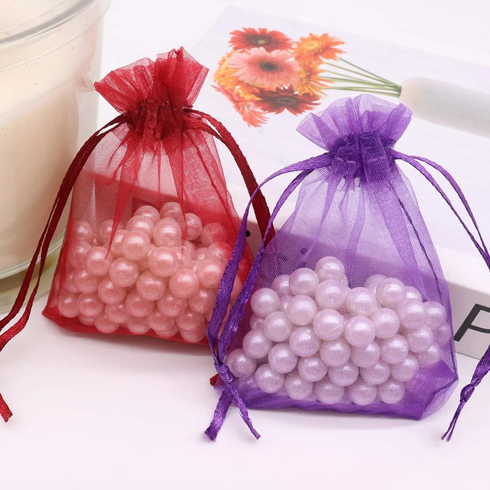 Bolsa de Organza Morado oscuro 7x9cm 100PCS Leeyunbee para Regalo Joyas Dulces