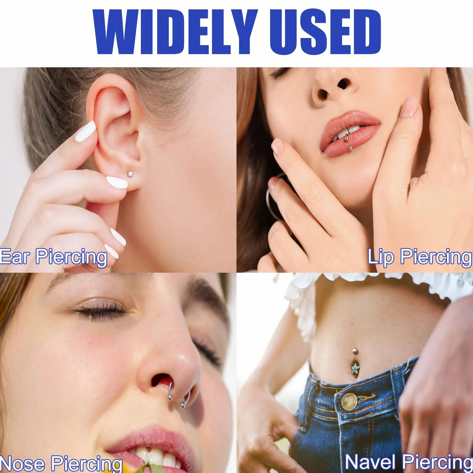 Pistola Piercing Oreja Juego 98 Pendientes Botón Redondos Puntas Orejas Labios Nariz Cuerpo Lengua Ombligo