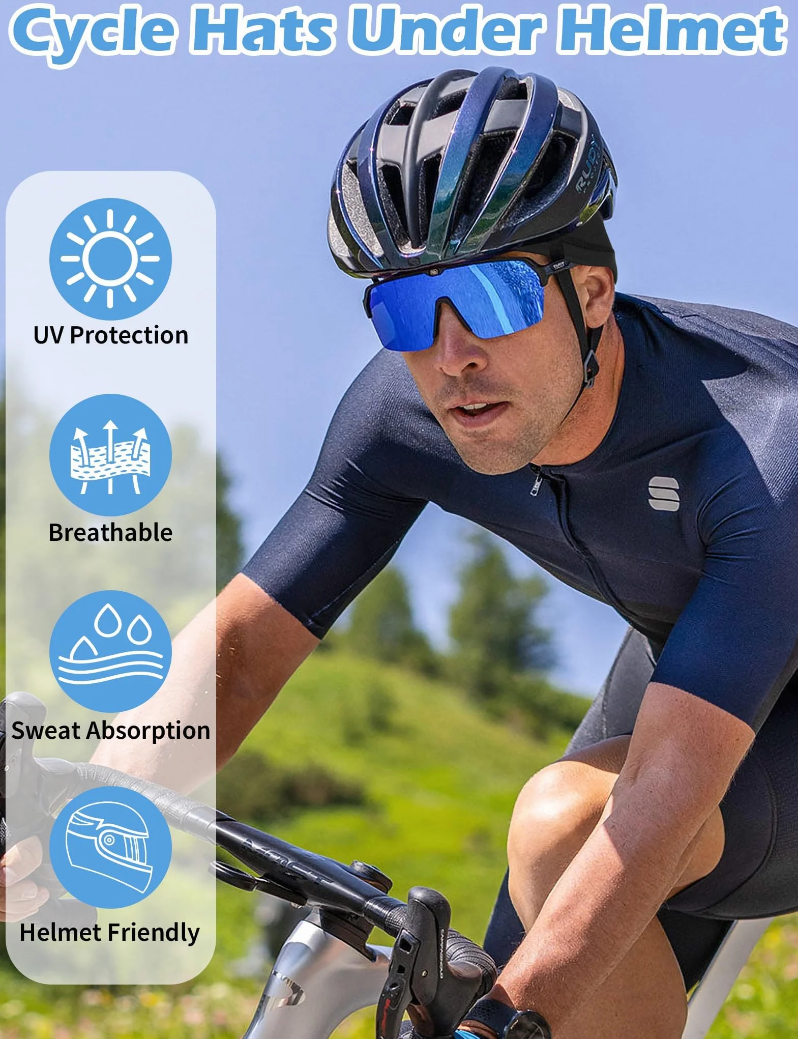 MELLIEX 3 Piezas Gorro Transpirable Seda Helada Running Skull Cap Multifuncional para Ciclismo Moto