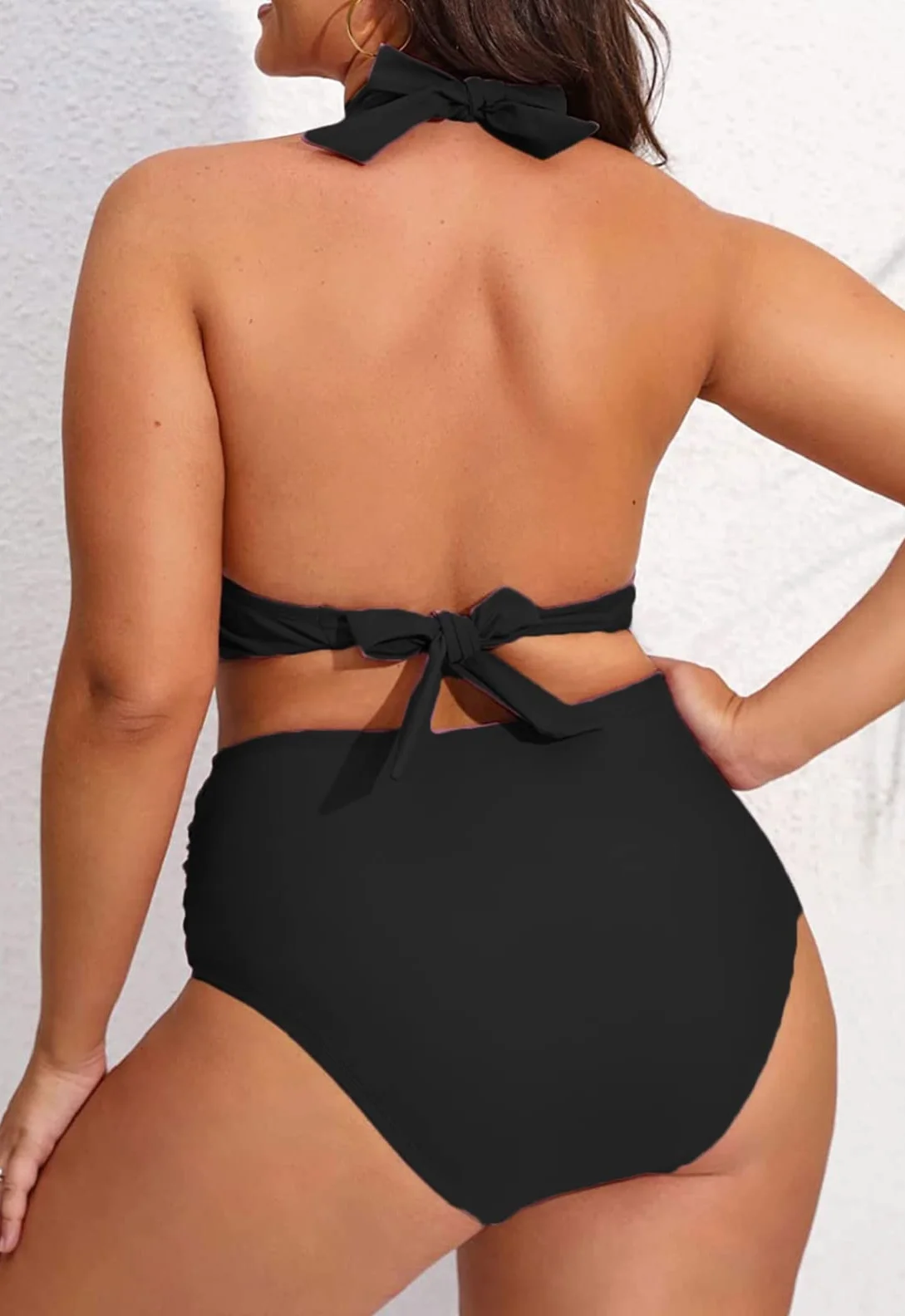 Yutdeng Mujer Bikini Talla Grande Push Up Halter Cuello V Vientre Plano Bañadores Dos Piezas Natacion Playa