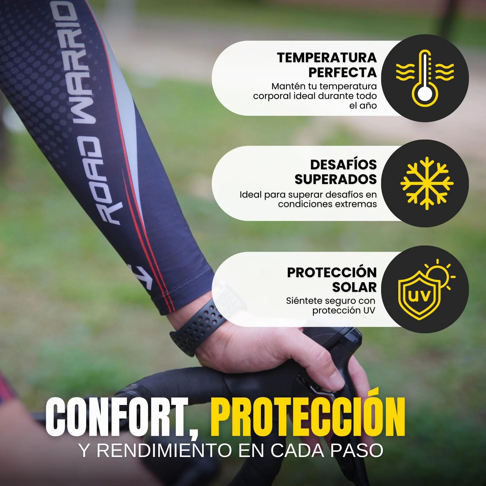 Mangas para Brazos con Tejido Inteligente Termoregulador, Manguitos Running Transpirables con Protección UV-SPF 50+