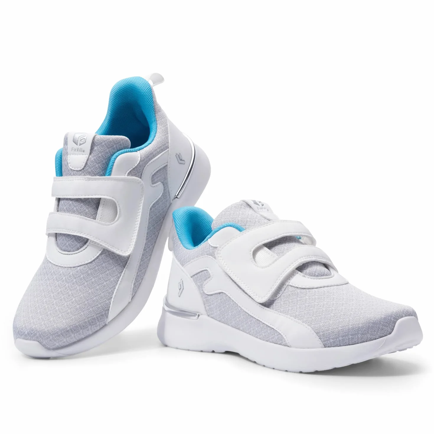 FitVille Zapatillas de Caminar con Velcro Anchos Transpirables para Mujeres Ligeros