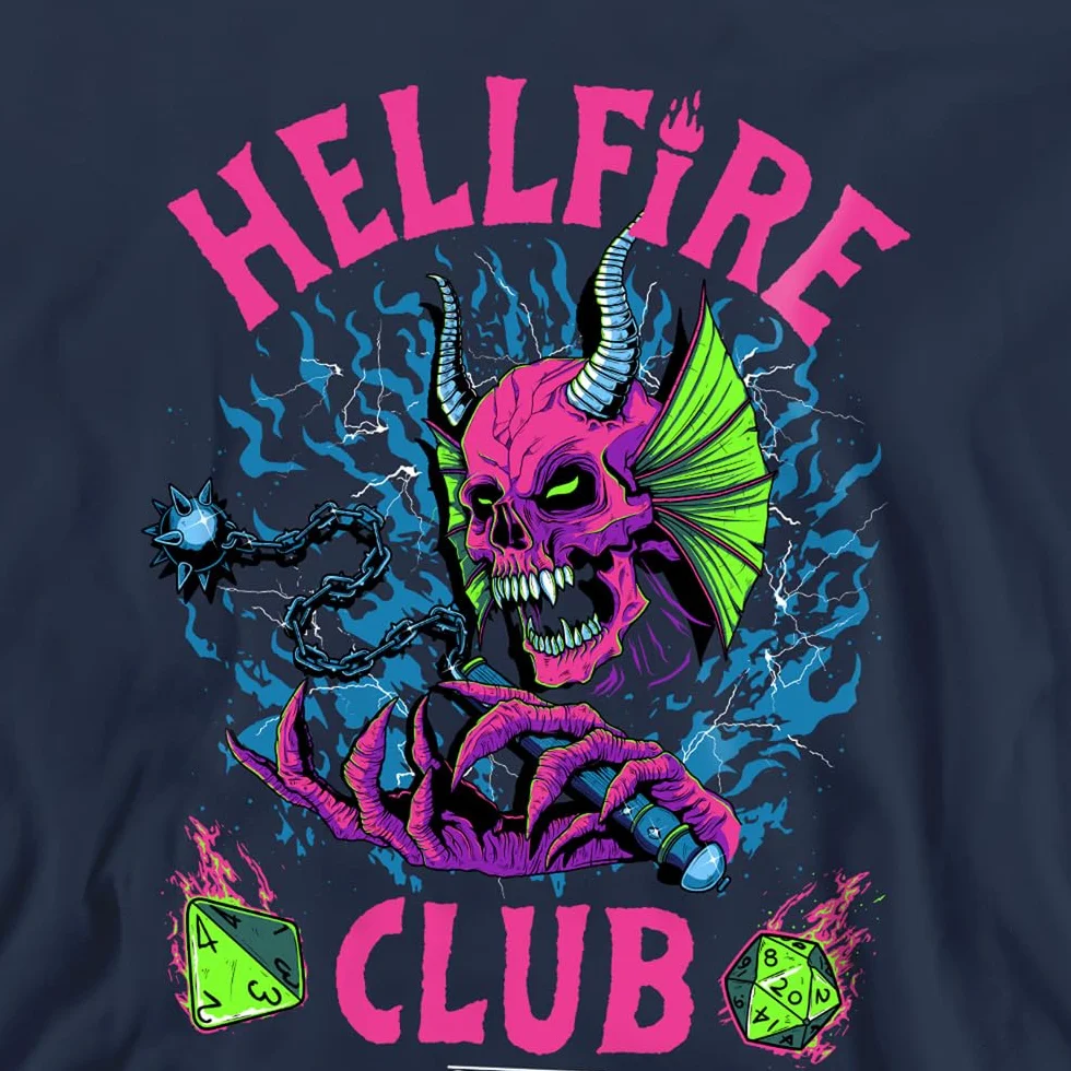 Stranger Things Hellfire Neon Dice Sweatshirt Navy