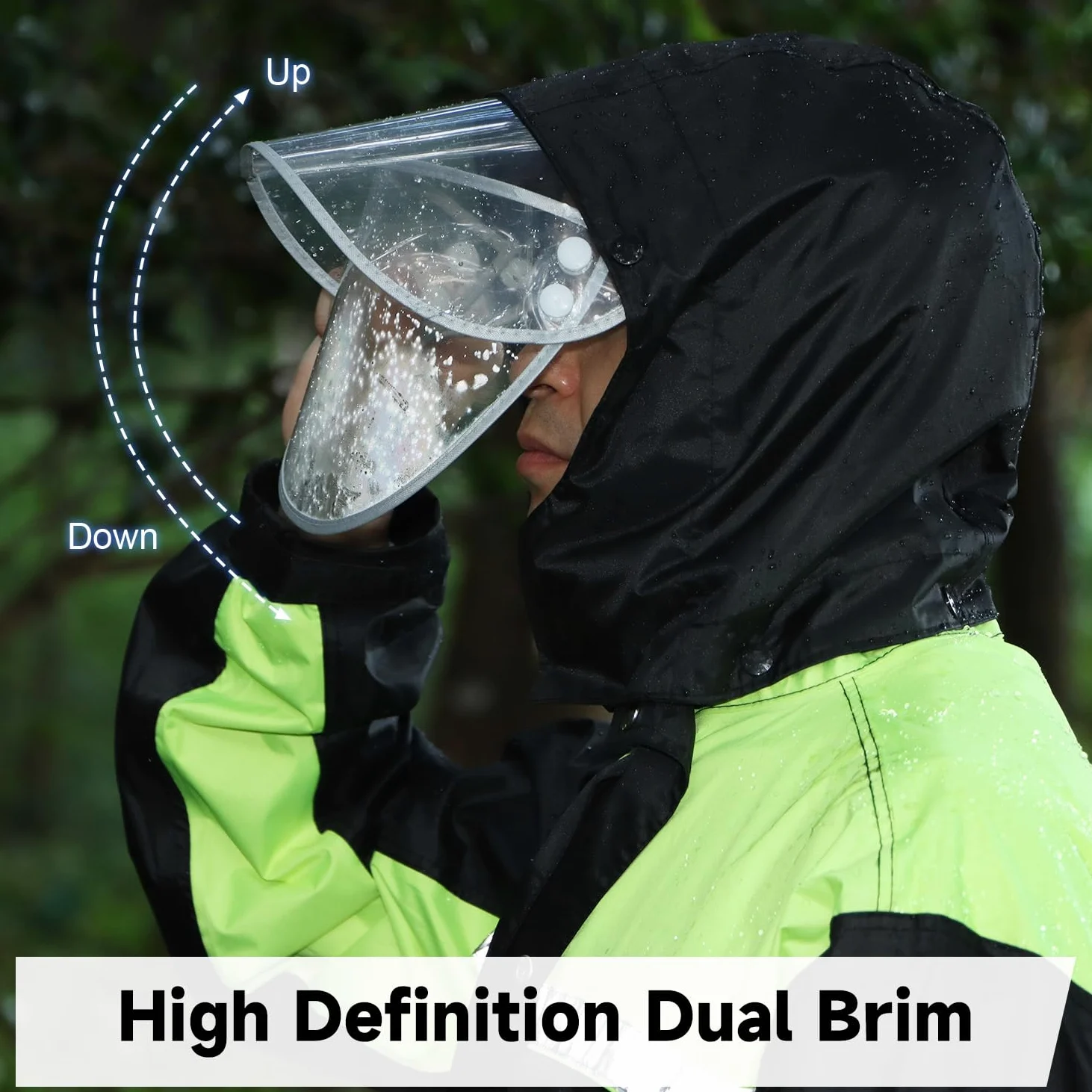 Chaqueta y Pantalones Impermeables para Lluvia para Hombre Traje de Lluvia Ropa Impermeable Profesional Impermeable con Capucha para Motocicleta