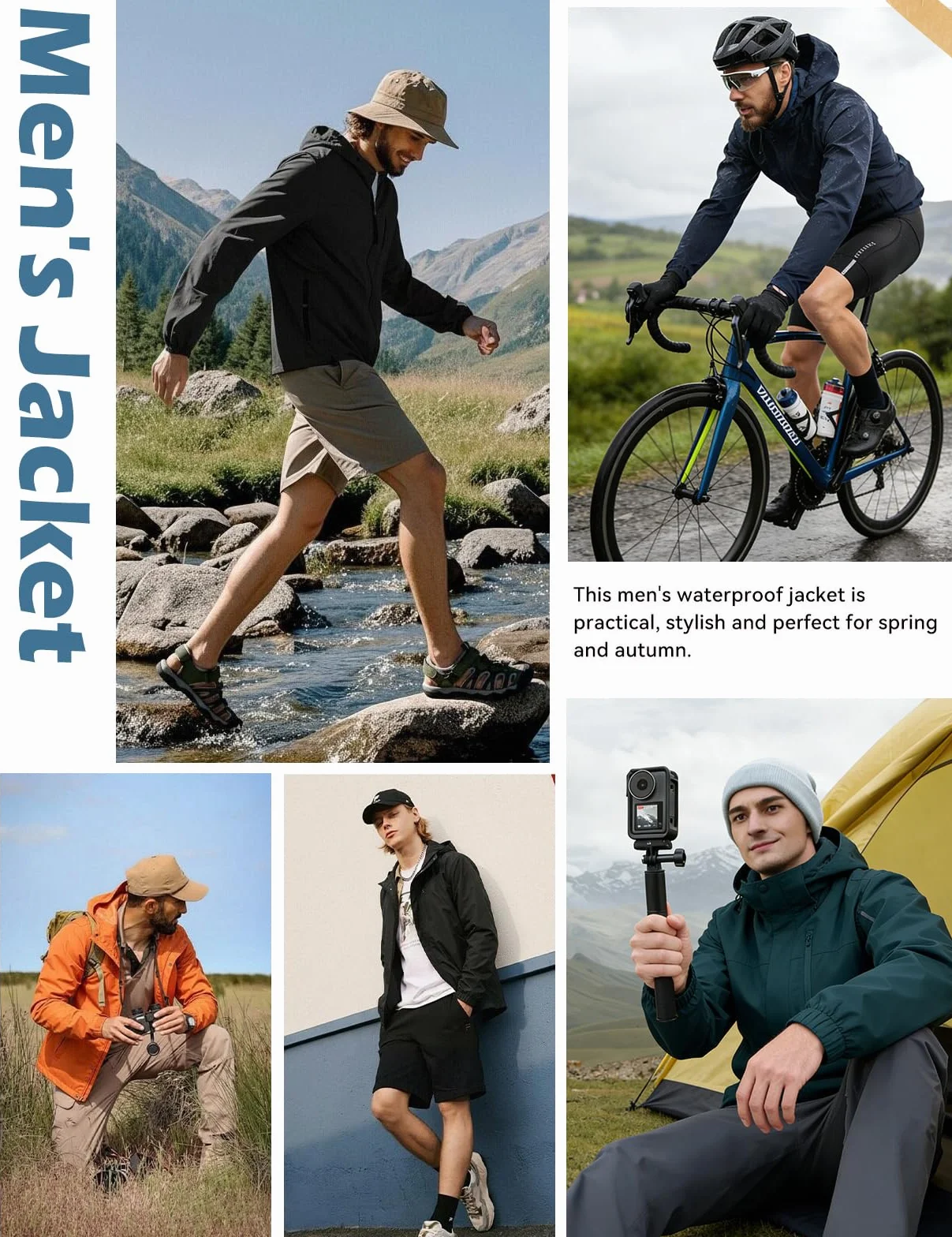 Xnova Chaqueta Impermeable Hombre Cortavientos Plegable con Capucha para Senderismo