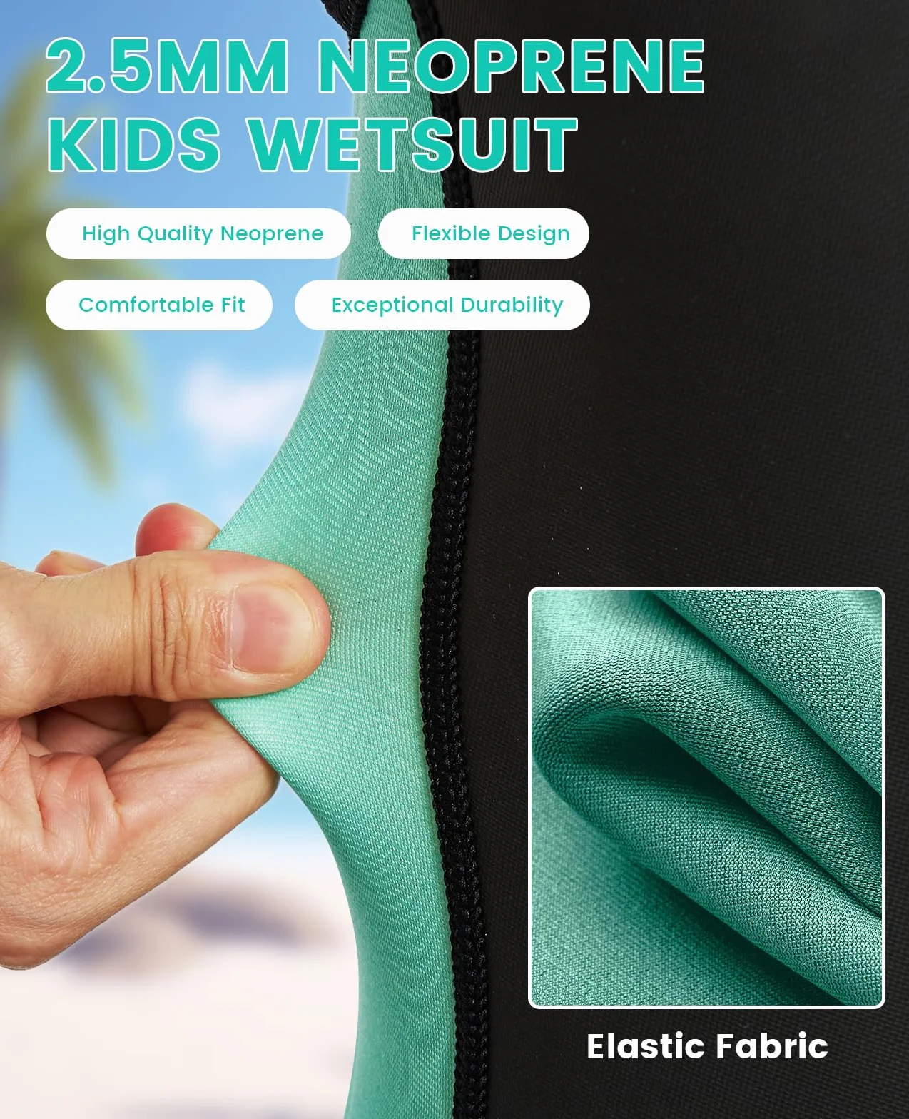 Gogokids Traje de Buceo 2.5MM Manga Corta Neopreno Cremallera Trasera Natación Niños 2-11 Años