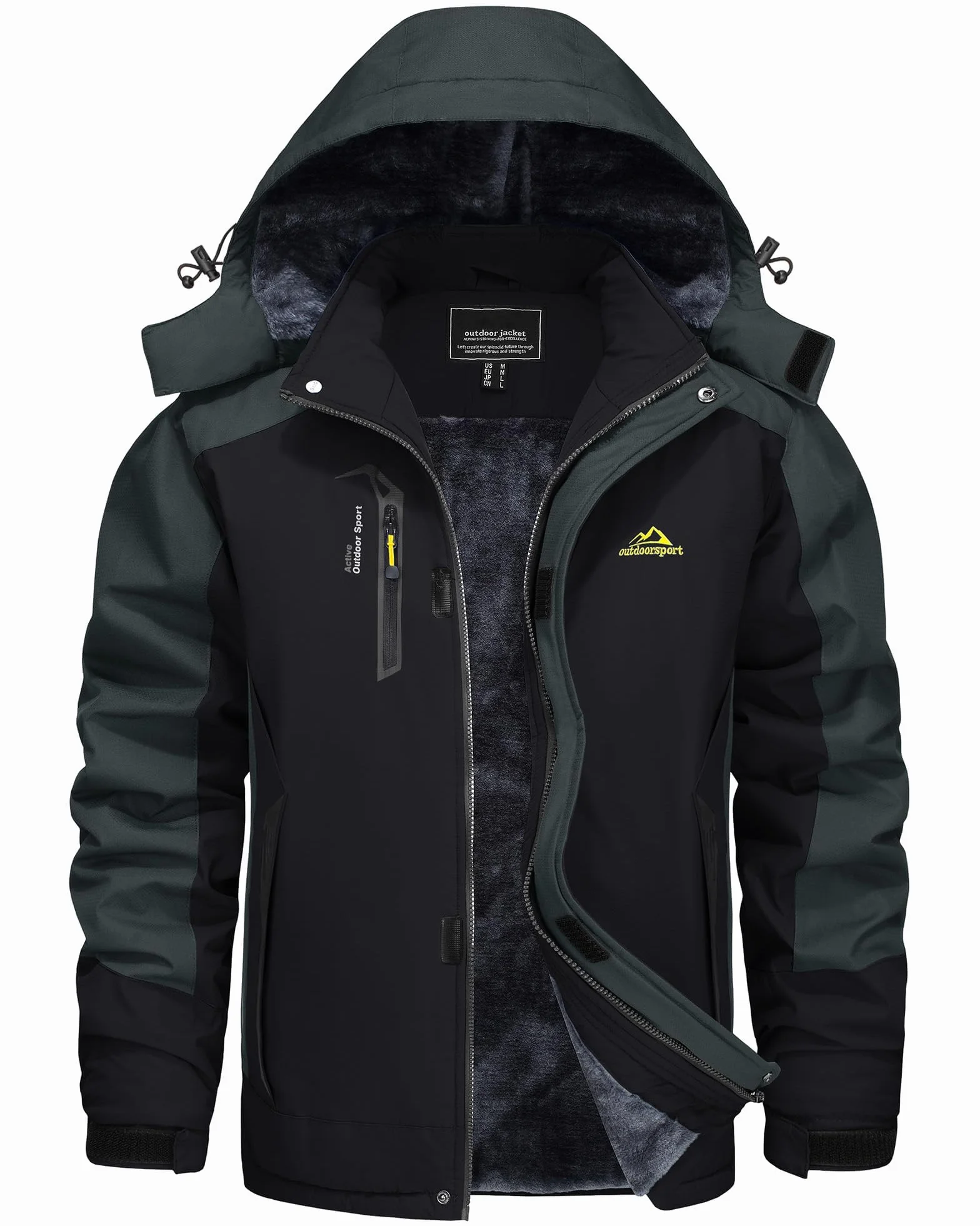 Chaqueta Invierno Hombre Impermeable Esquí con Forro Cálido y Capucha Extraíble