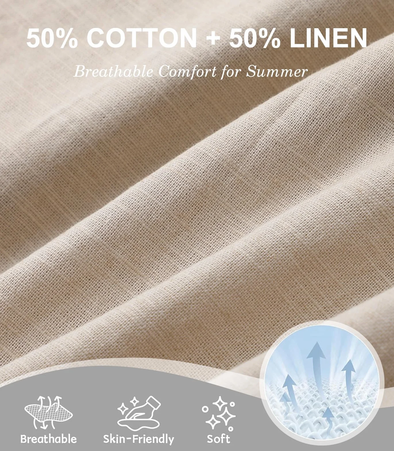 Pantalones Cortos de Algodón y Lino Bermudas Hombre Verano Chinos Clásico con Bolsillo