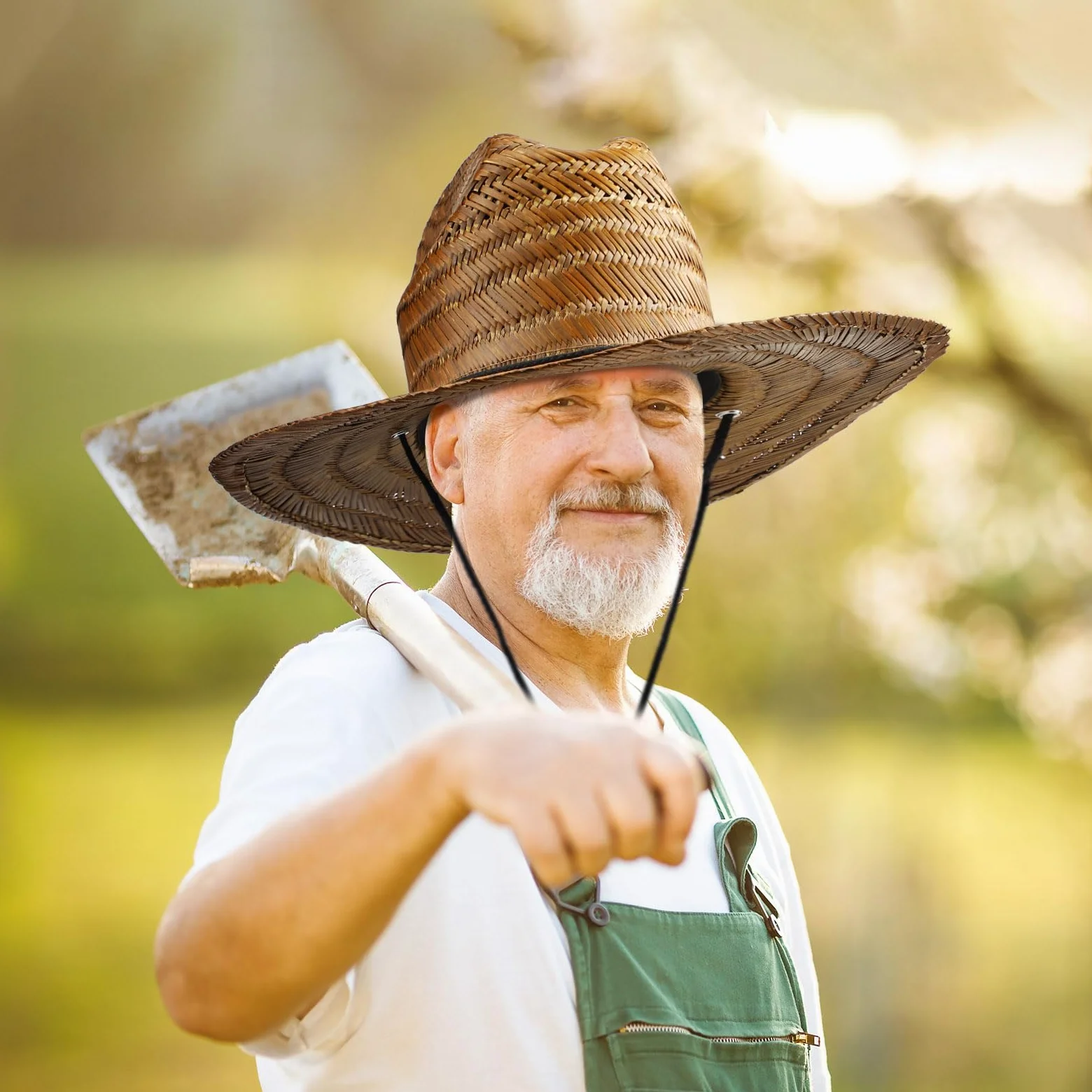Funtery Paquete de 12 sombreros de paja para hombre, sombrero de playa de ala grande, sombrero de paja con cordón