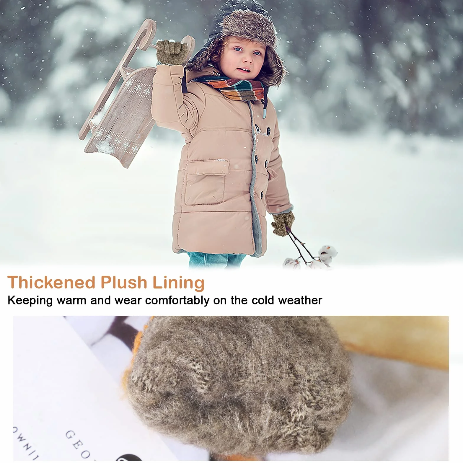TAGVO Guantes de Invierno para Niños 3 Pares - Guantes de Punto Calientes Elásticos