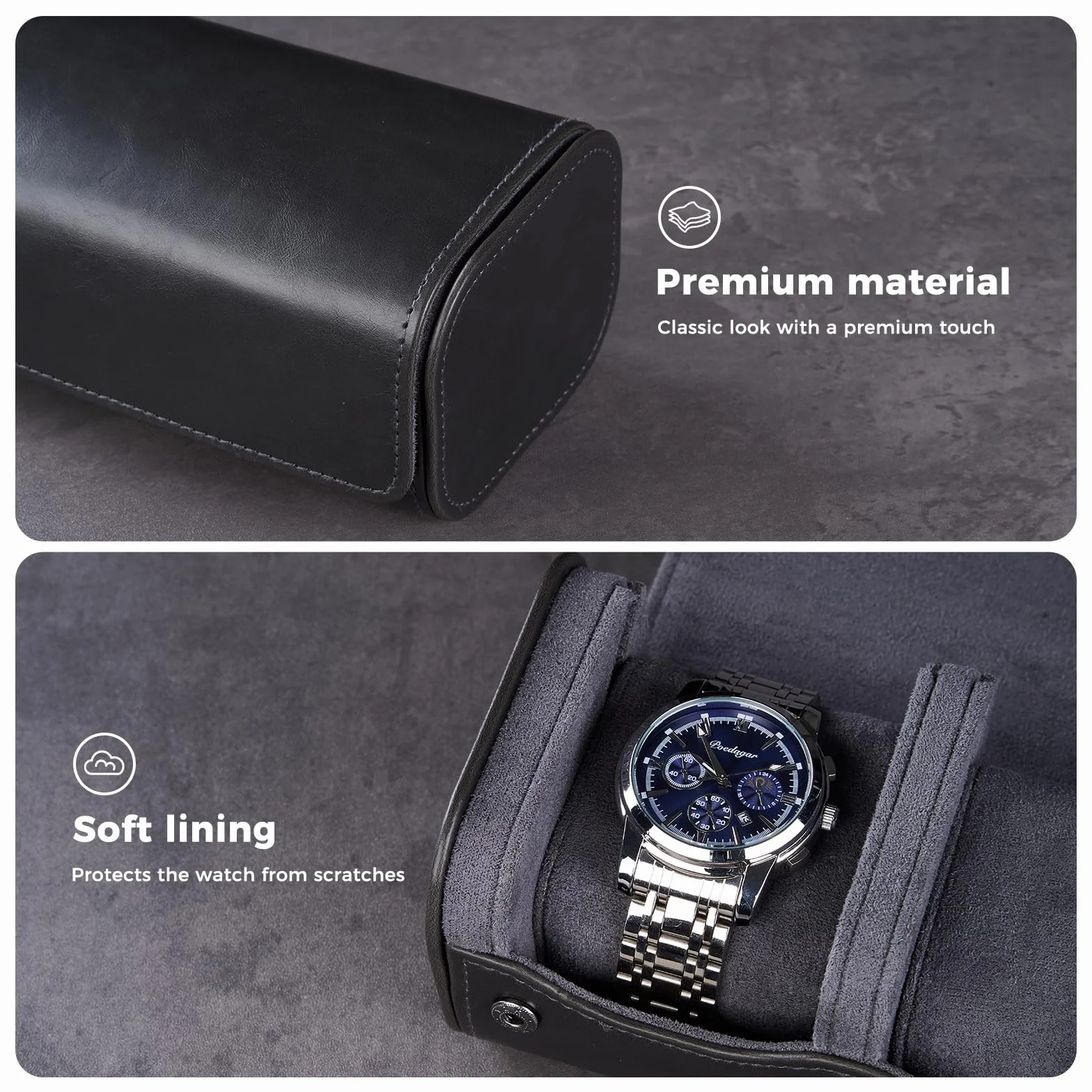 ProCase Estuche para Reloj, Organizador Portable Relojero de PU para Viaje, Negro