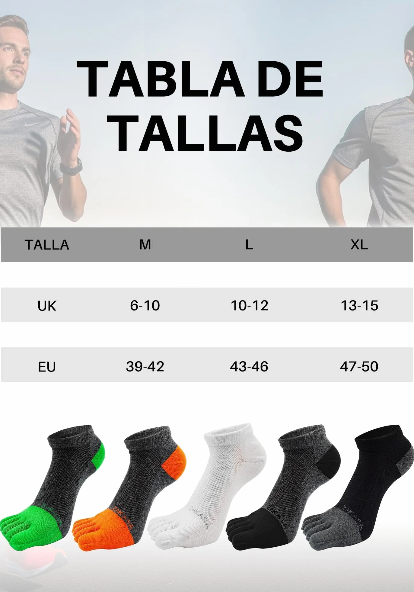 Calcetines con Dedos Deporte Hombre: Calcetines 5 Dedos de Pies Separados Algodón Transpirable para Correr