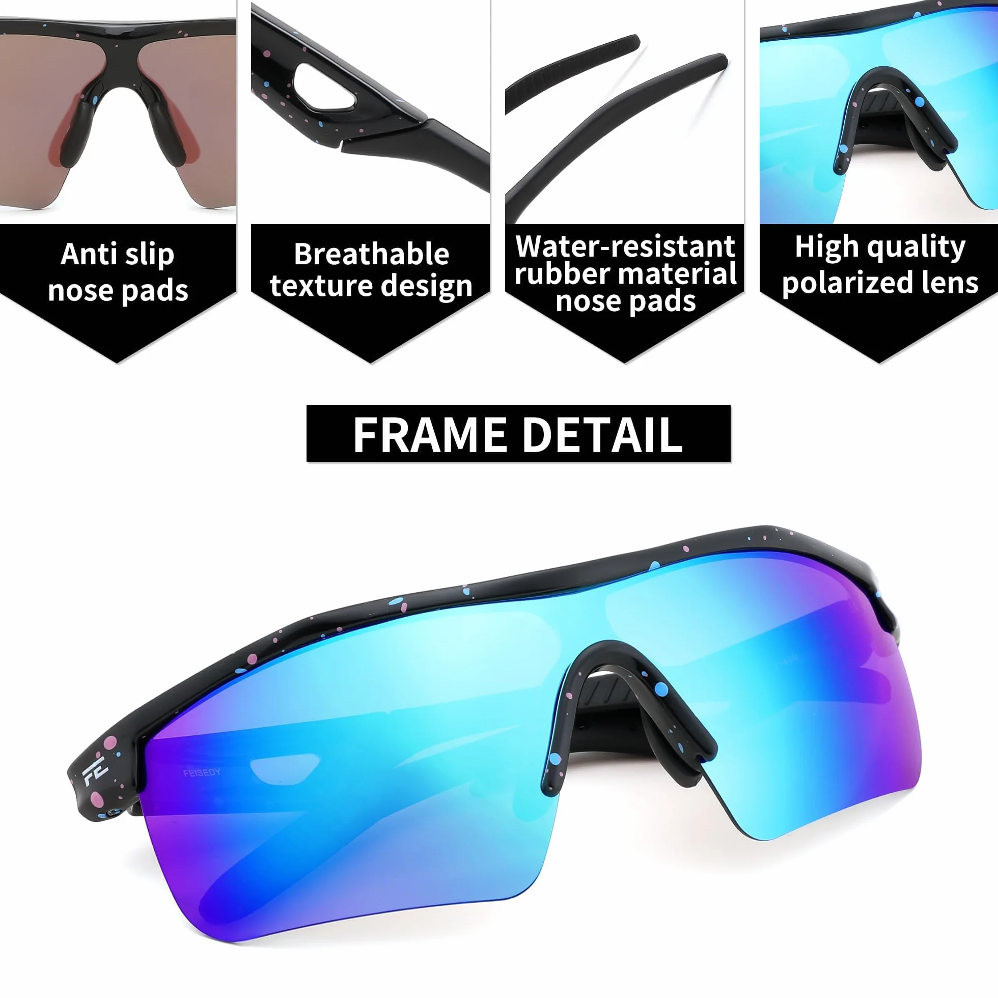 Gafas de sol polarizadas TR90 para niños adolescentes ciclismo FEISEDY