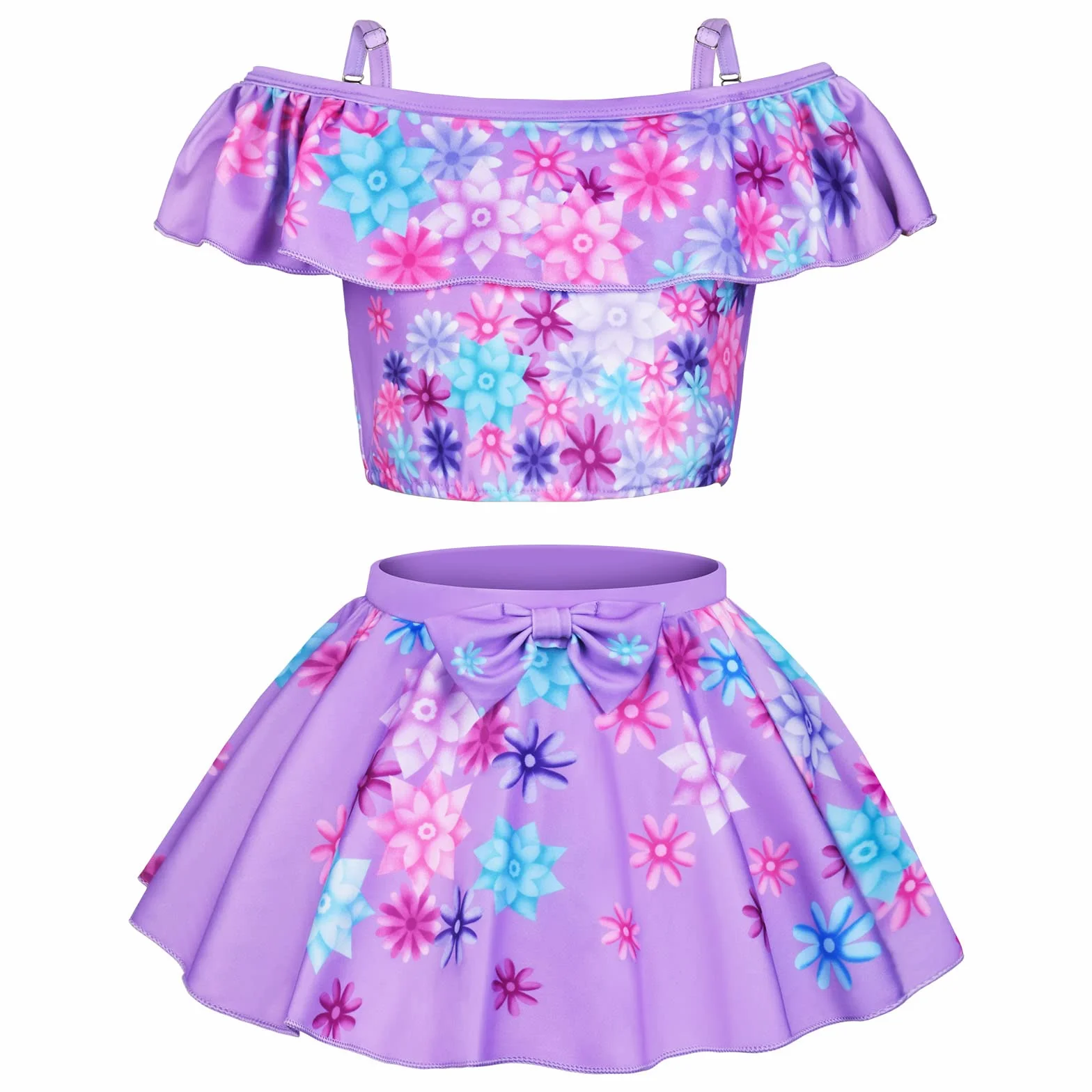 Traje de baño para niña de Dos Piezas Bikini Hawaiano con Flores Mirabel