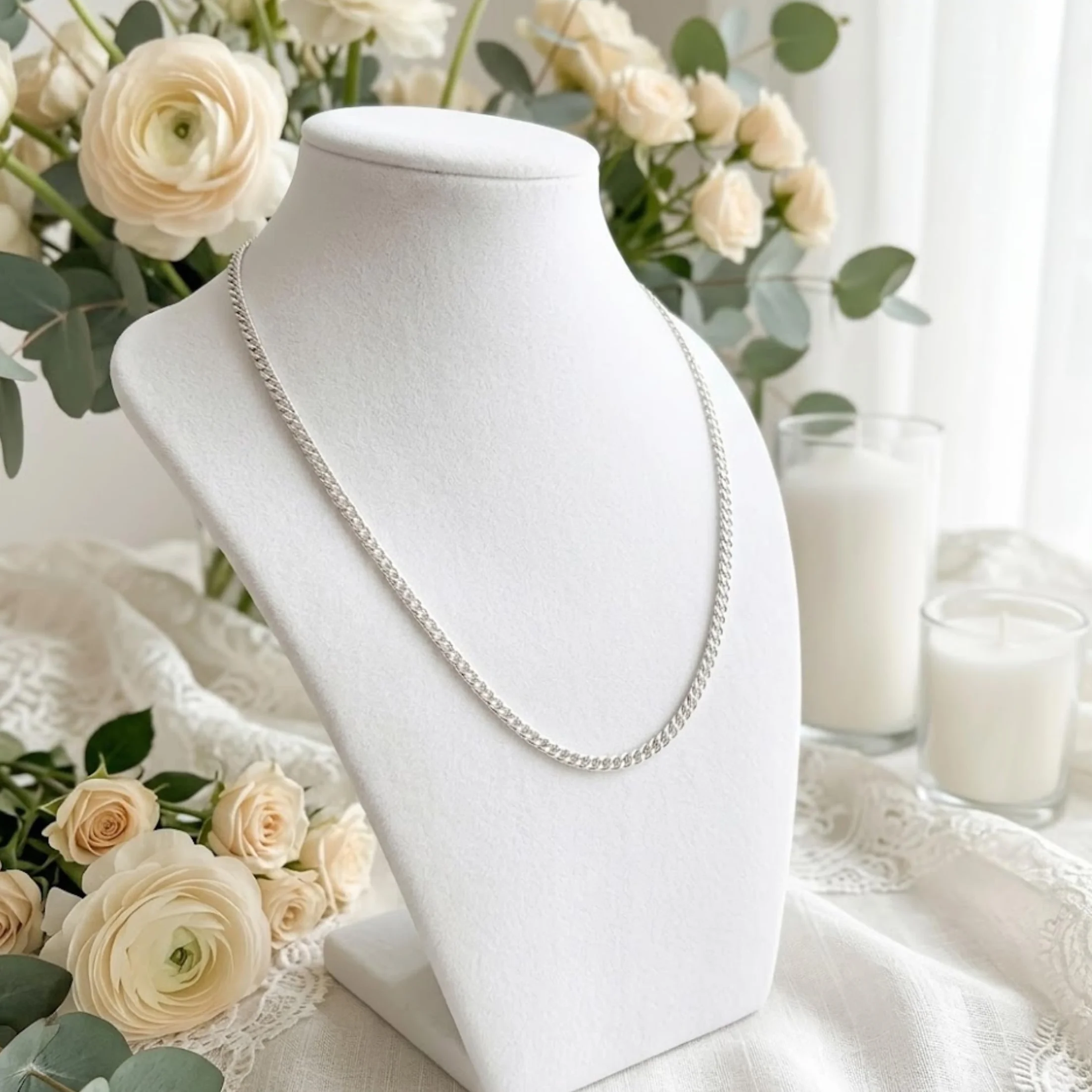 ZELYA Cadena de plata de ley 925 con cruz para niñas y niños 45-60 cm comunión bautizo