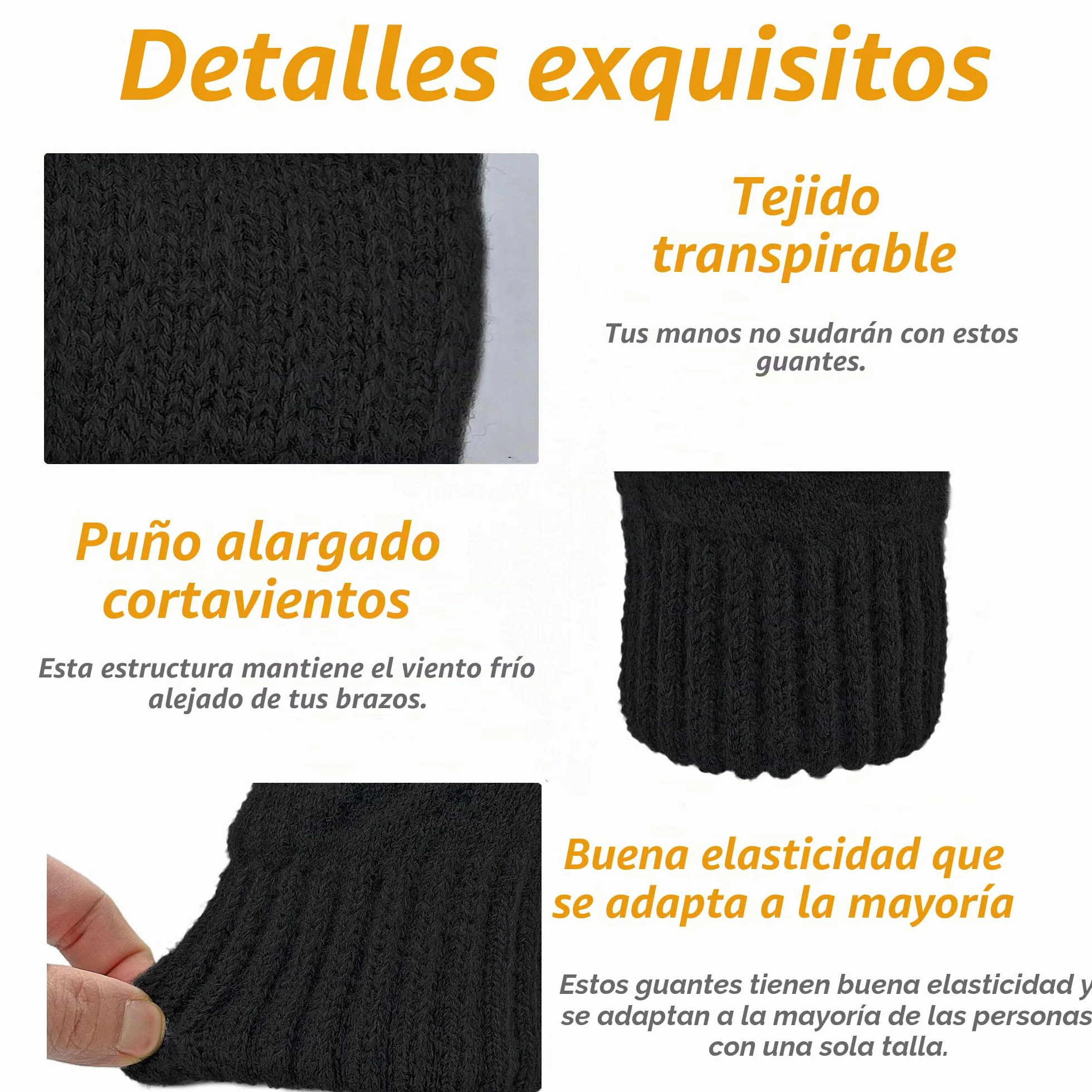 Guantes termicos Invierno Pantalla Tactiles Lana Forro Cálido Cable Tejido Resistente al Viento Guantes de Teléfono para Movil Esquiar Ciclismo Conducir