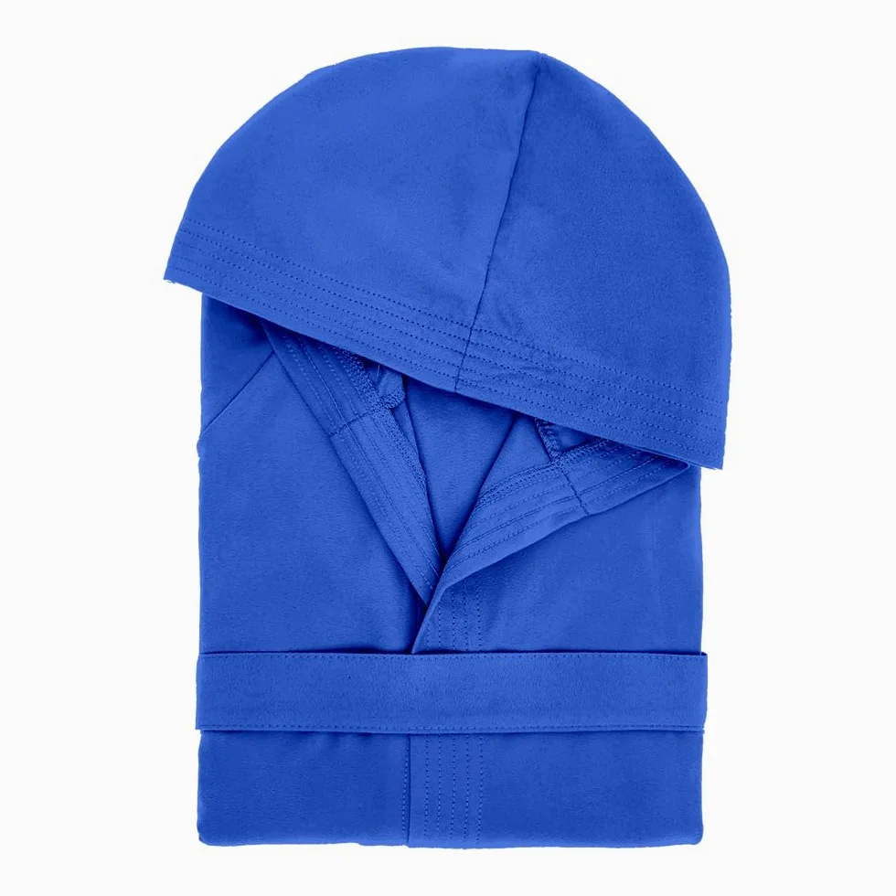 Dorian Home - Albornoz para hombre y mujer de microfibra hipoalergénica, suave, ligero, ahorra espacio, absorbente de secado rápido con capucha, bolsillos, cinturón con trabillas y gancho, lavable (no