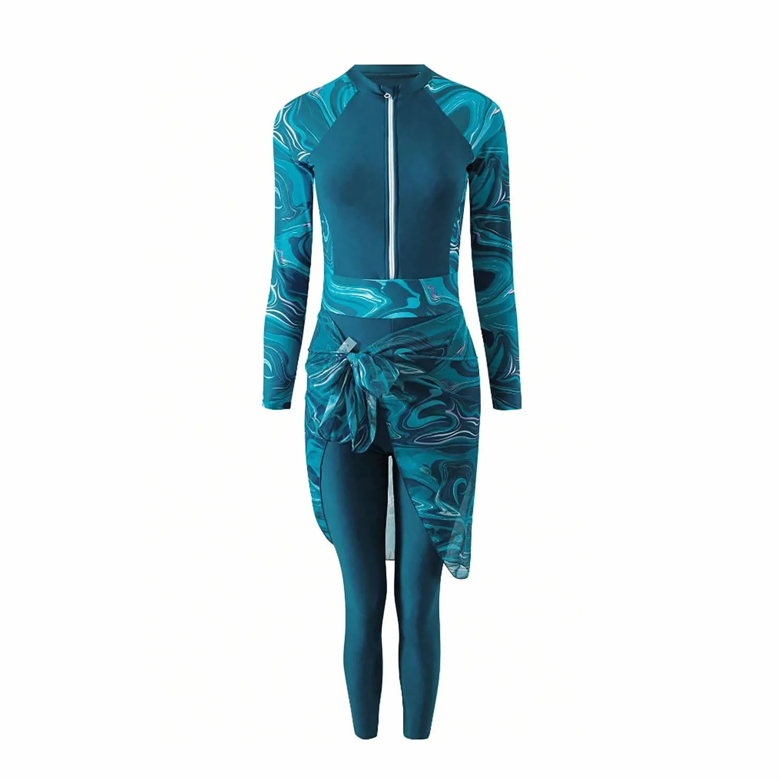 Burkini Mujer Musulmana Protección Solar Cuerpo Completo 3 Piezas Manga Larga Traje Baño