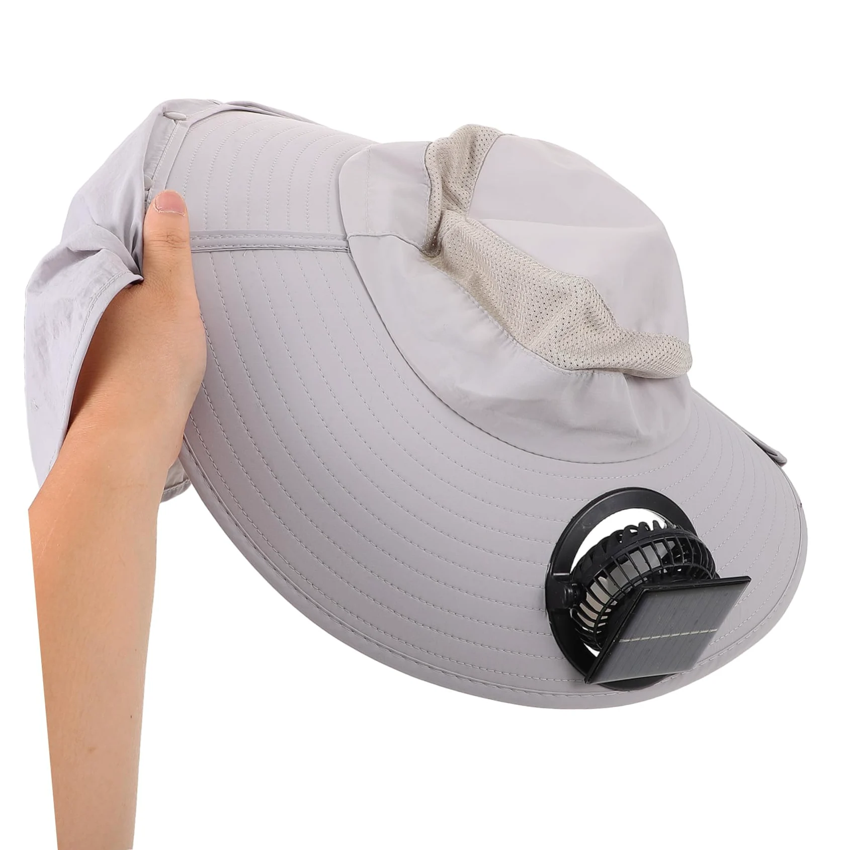 Sombrero de Pescador con Abanico Solar de ala Ancha de Nylon | Fiesta Verano, Solapa Cuello y Diseño Transpirable para Aventuras al Aire Libre y Jardinería