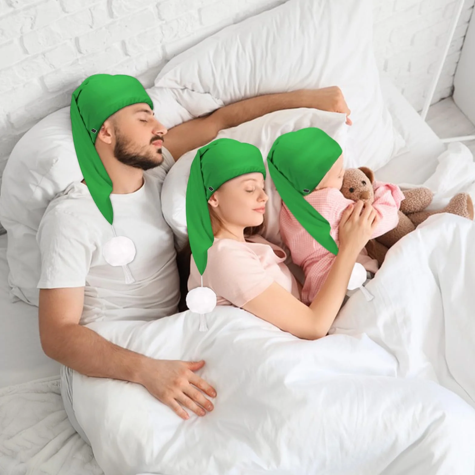 Gorro de Dormir Hombre Mujer con Pompón, Gorro de Enano para Fiestas Temáticas, Carnaval, Navidad