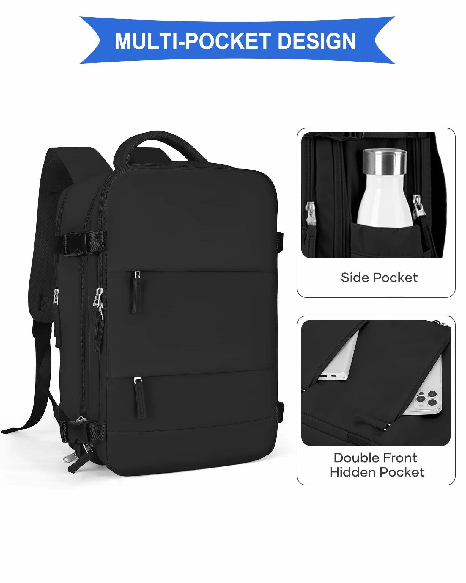 Mochila Viaje Cabina Avion 40x30x20 Mujer Ryanair Equipaje de Mano Vueling Wizzair Easyjet Portatil 14 pulgadas Hombre