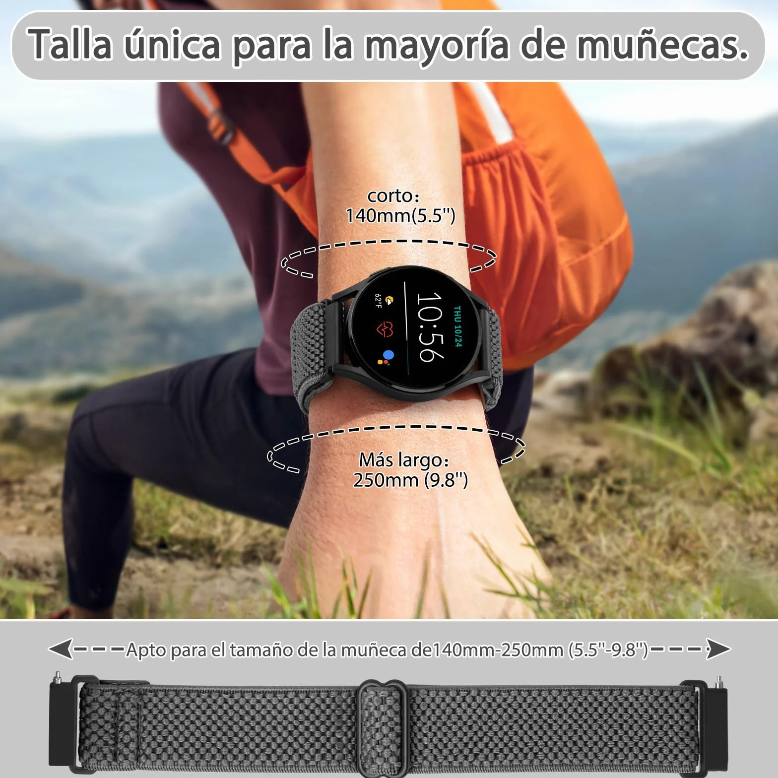 Correas de Reloj Compatibles 18mm 19mm 20mm 22mm 24mm, Pulsera de Repuesto de Liberación Rápida, Nailon Elástico Solo Loop