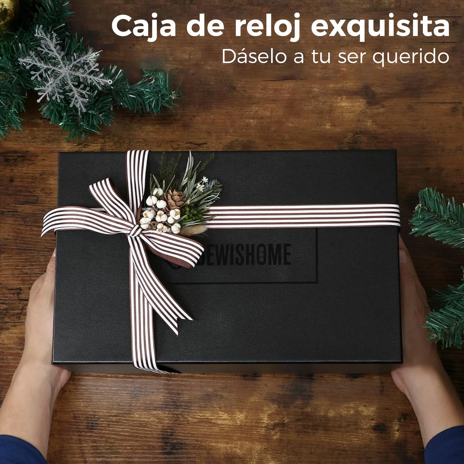 BEWISHOME Caja para 12 relojes de lujo con tapa de cristal y bisagra de metal, marrón