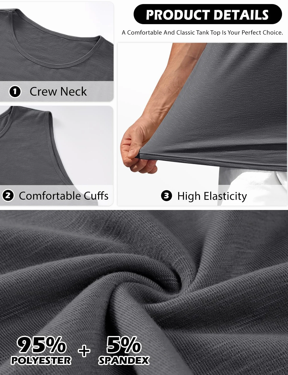 Lonya Camisetas Tirantes Hombre Tank Top Clásico sin Mangas Deportiva Fitness