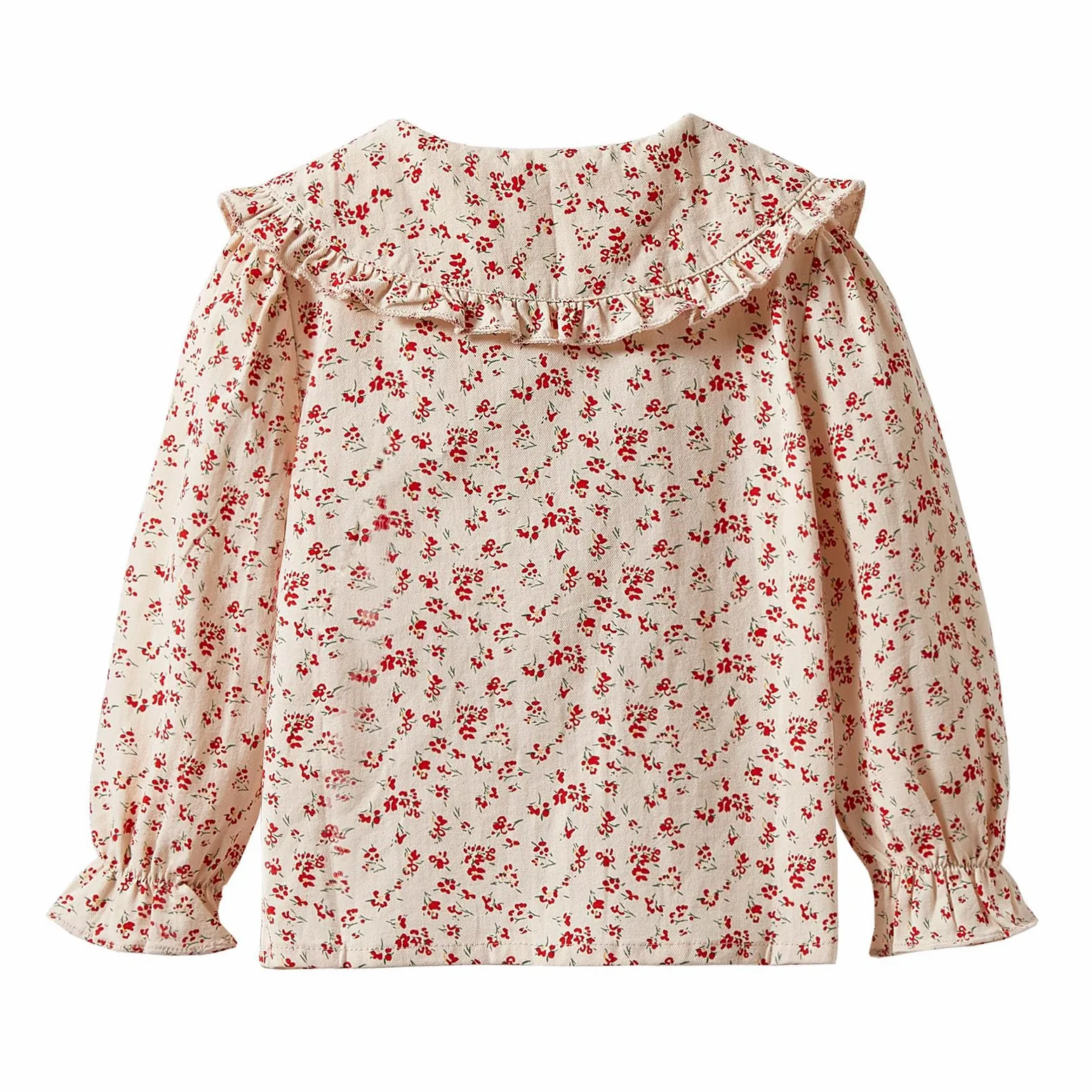 Mud Kingdom Blusa de manga larga con botones y cuello con volantes para niñas