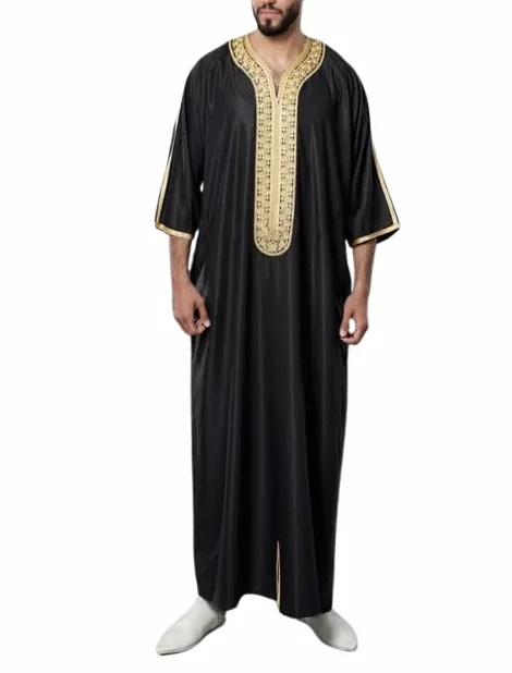 Chilaba Hombre - Kaftan Hombre - Camisetas Manga Larga Hombre - Caftan Hombre Refinado y Elegante