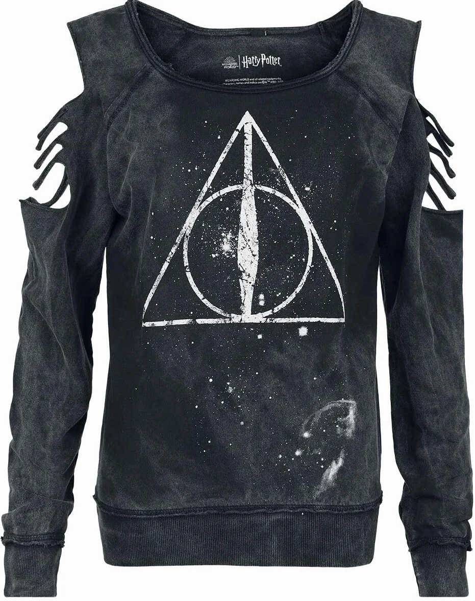 Harry Potter Deathly Hallows Mujer Sudadera Negro Regular
