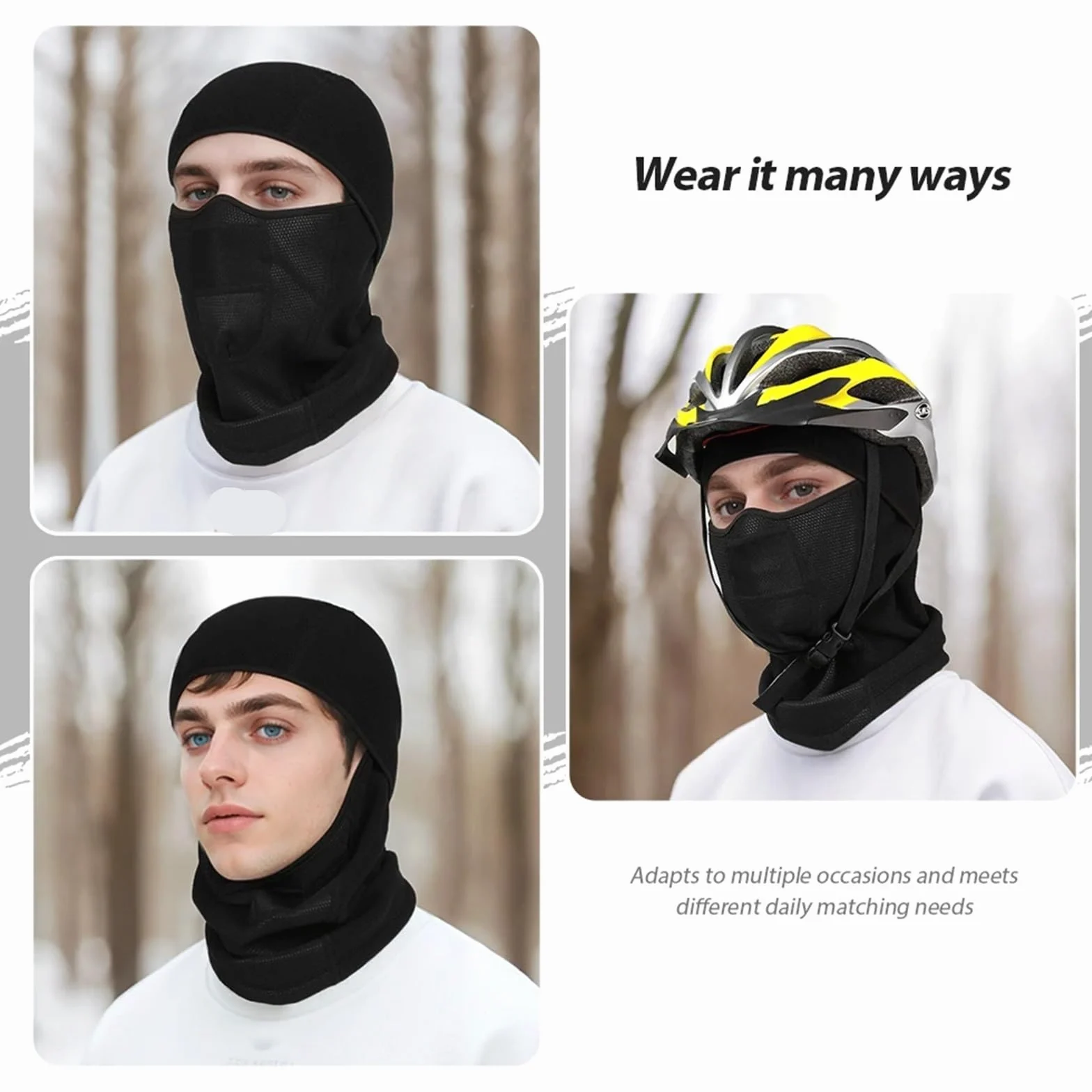 Pasamontañas 1/2 piezas de máscara facial completa invierno for ciclismo, a prueba viento, for motocicleta, transpirable, for deportes al aire libre, for hombre, for la cabeza(2 pcs)