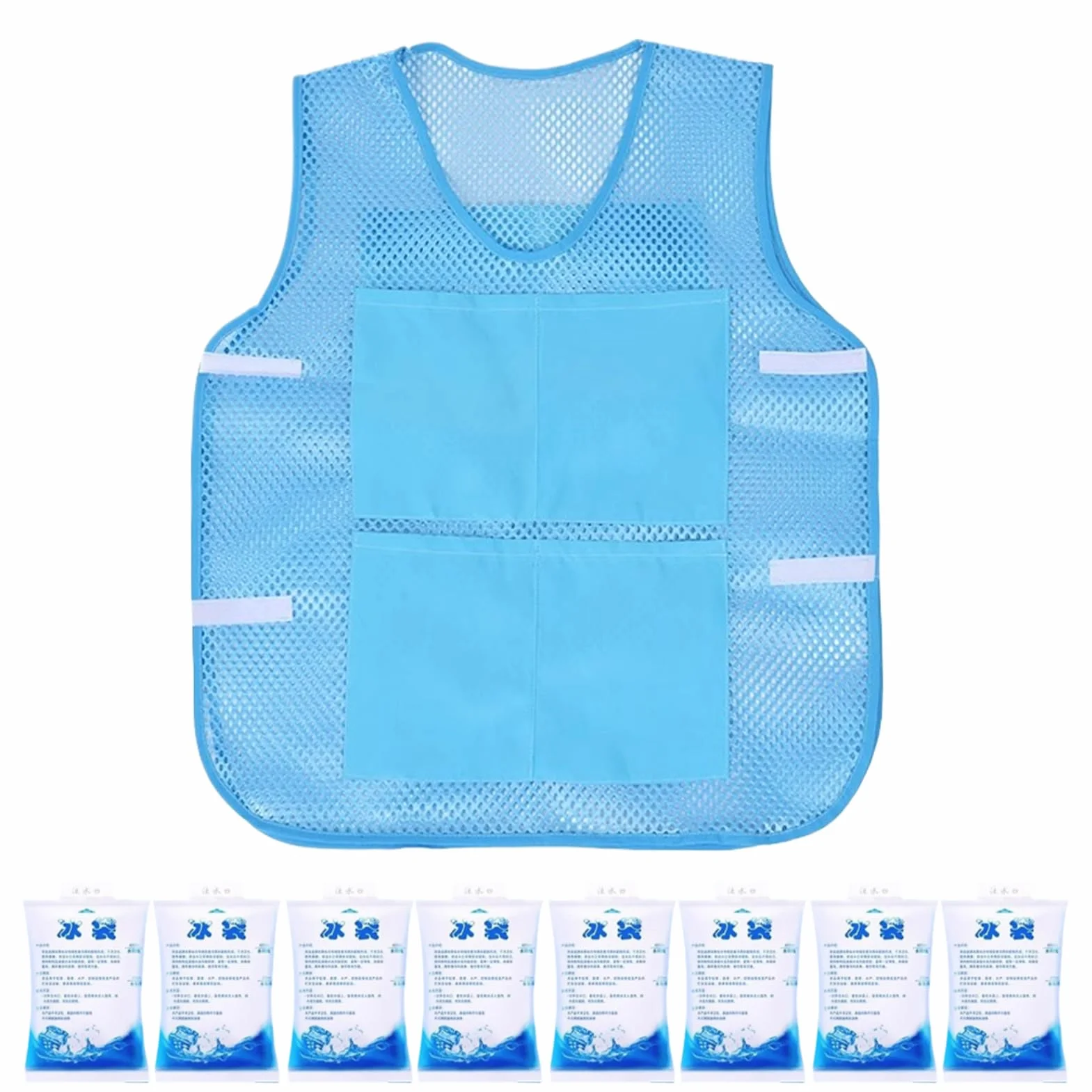 Chaleco de refrigeración con 8 paquetes de hielo, enfriamiento rápido para verano, deportes, viajes y trabajo