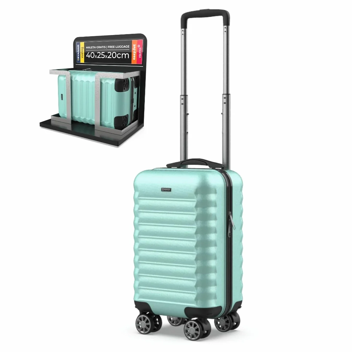 NUMADA Maleta de Viaje Cabina 40x25x20cm 20L Underseat 16 XXS con Ruedas Desmontables
