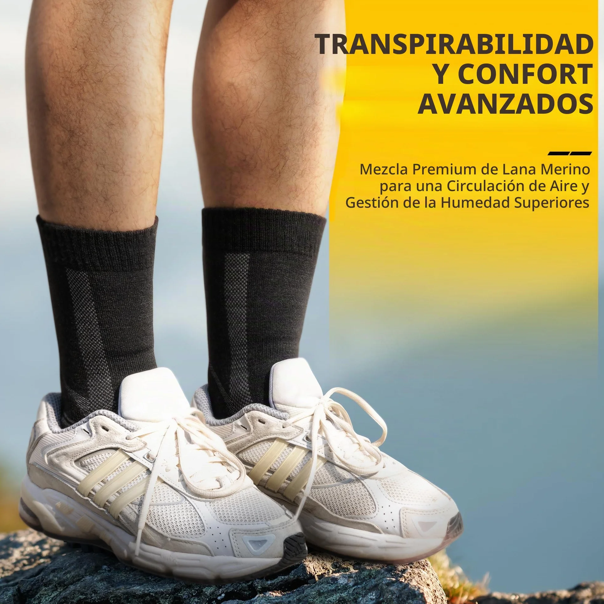 CAMBIVO Calcetines Antiampollas Senderismo Lana Merino 2-3 Pares Transpirable Trail Running Trekking
