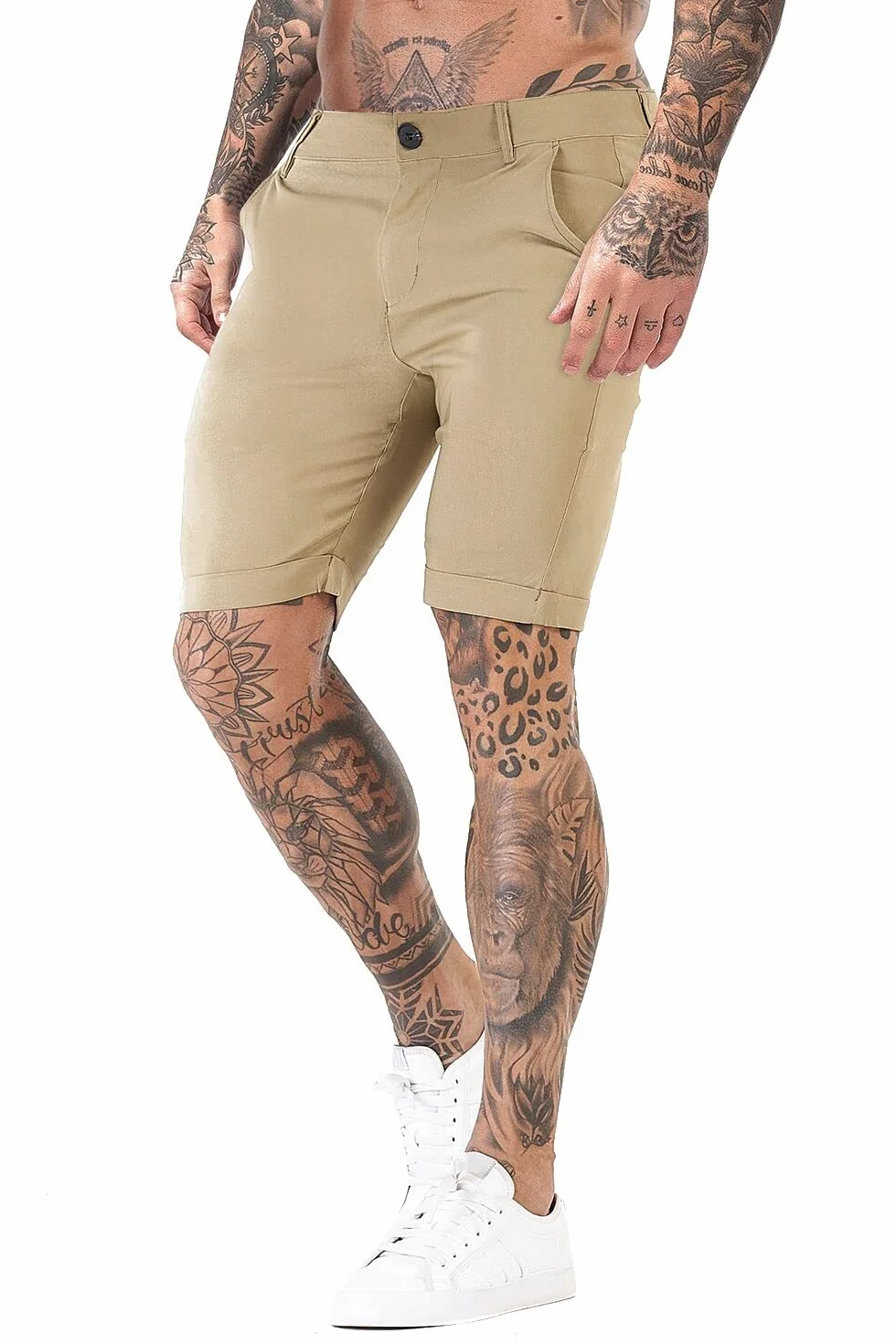 GINGTTO Pantalones Cortos Hombre Slim Fit Vestir Elastico Chinos Shorts
