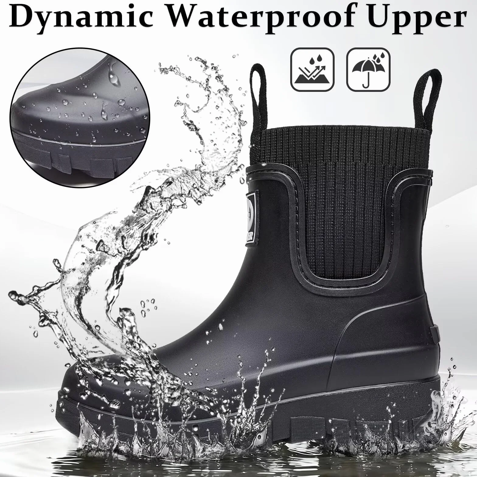 Botas de Agua Mujer Chelsea Impermeable Wellington Botines de Goma