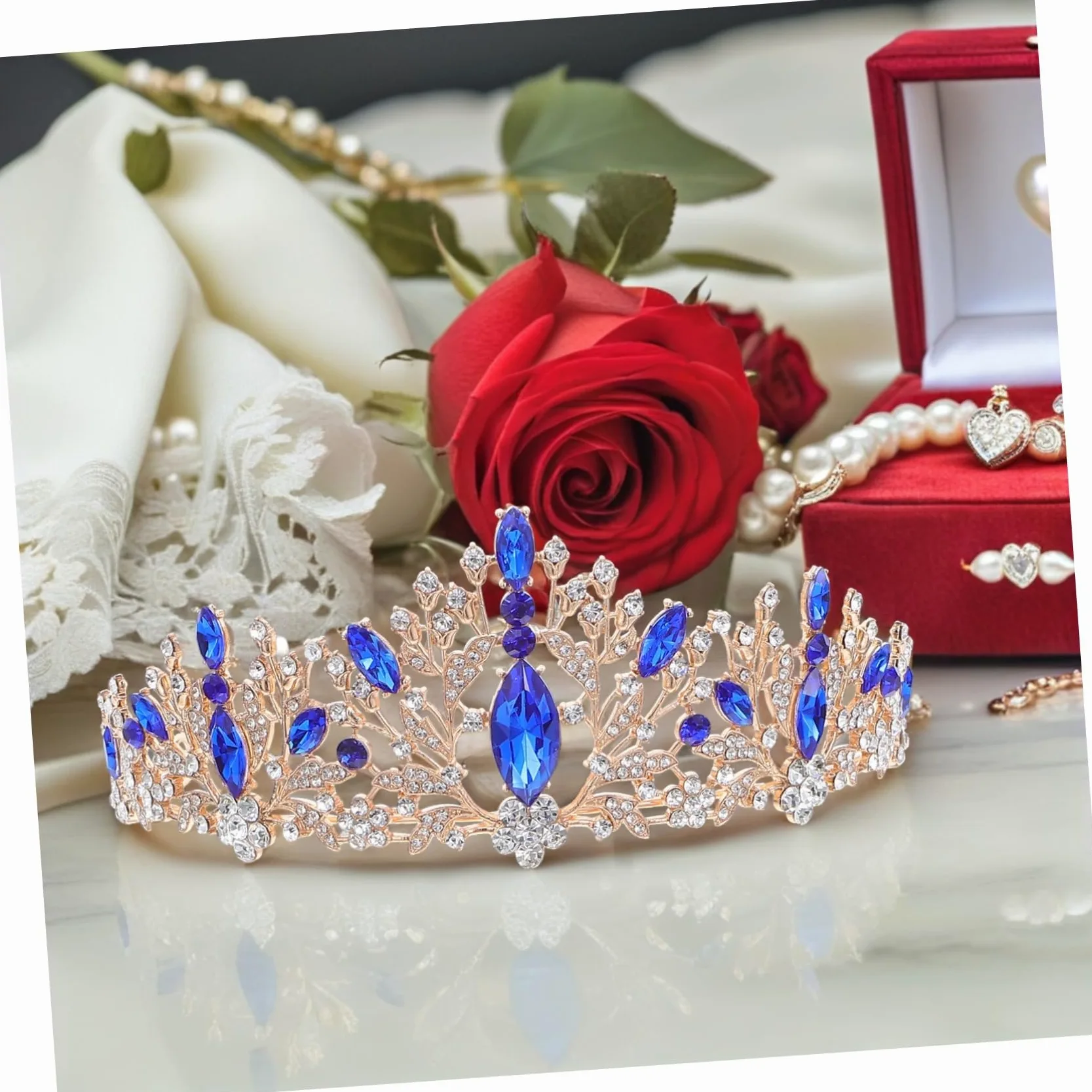 Didiseaon Conjuntos de Joyas de Novia Diadema Brillante de Gemas de Imitación para Mujer Collar y Aretes para Bodas y Fiestas