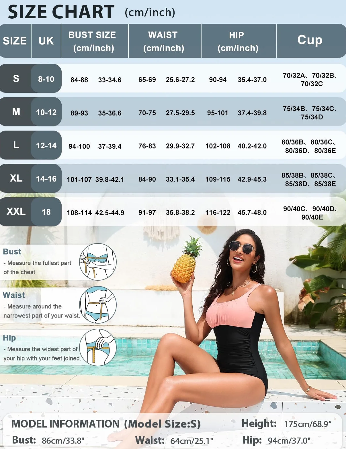 Bañadores Mujer Reductores Tallas Grandes Control de Barriga Traje de Baño Una Pieza Push Up Vientre Plano Monokinis Natación