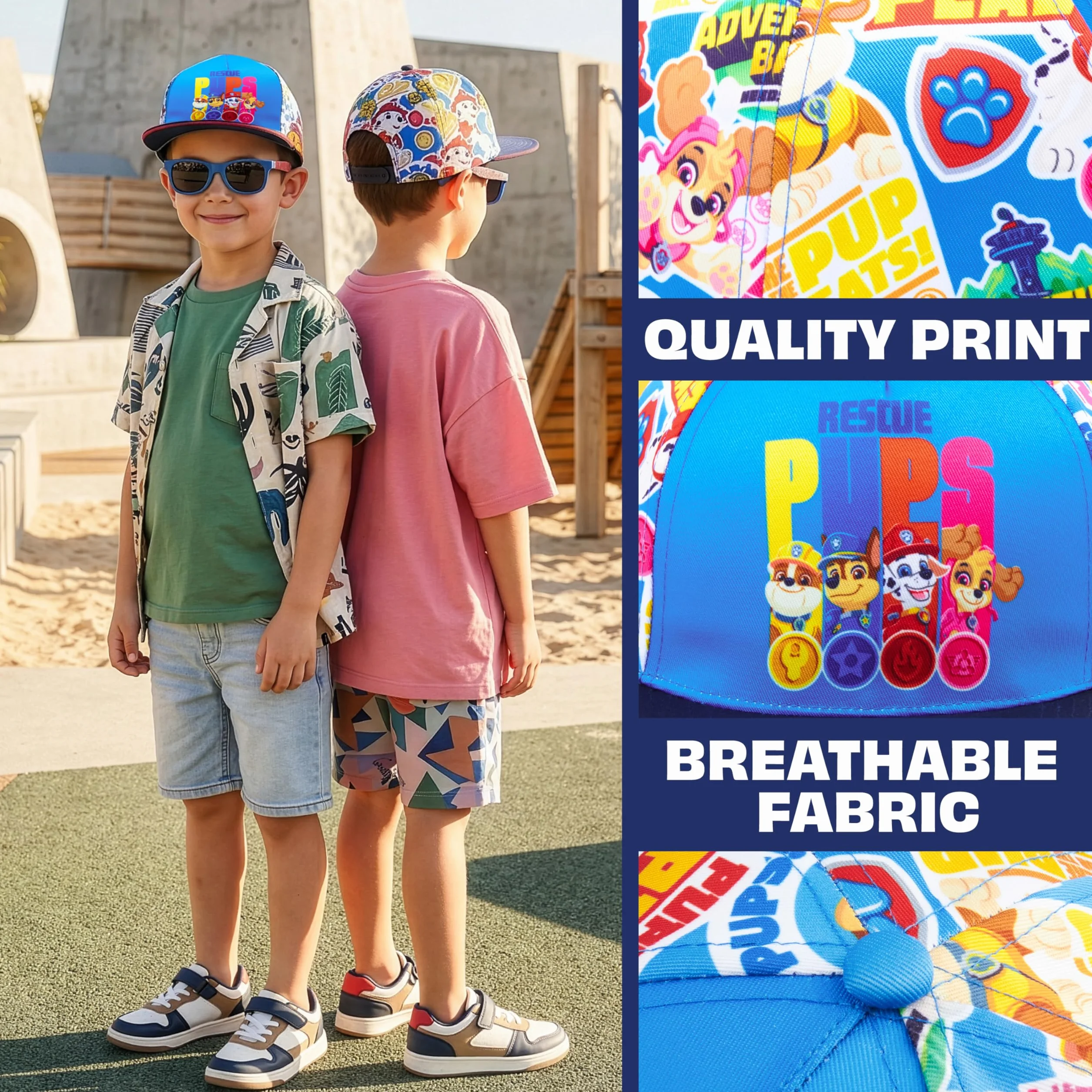 Hot Wheels Patrulla Canina Barrio Sesamo Gorra y Gafas de Sol Niño Set Verano Protección Solar UV