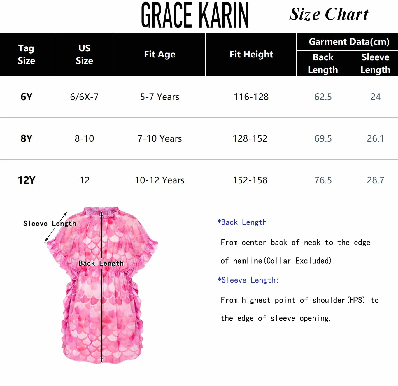 GRACE KARIN Vestido de baño para niñas, salida de baño, vestido de playa casual, manga dolman, cintura elástica, malla