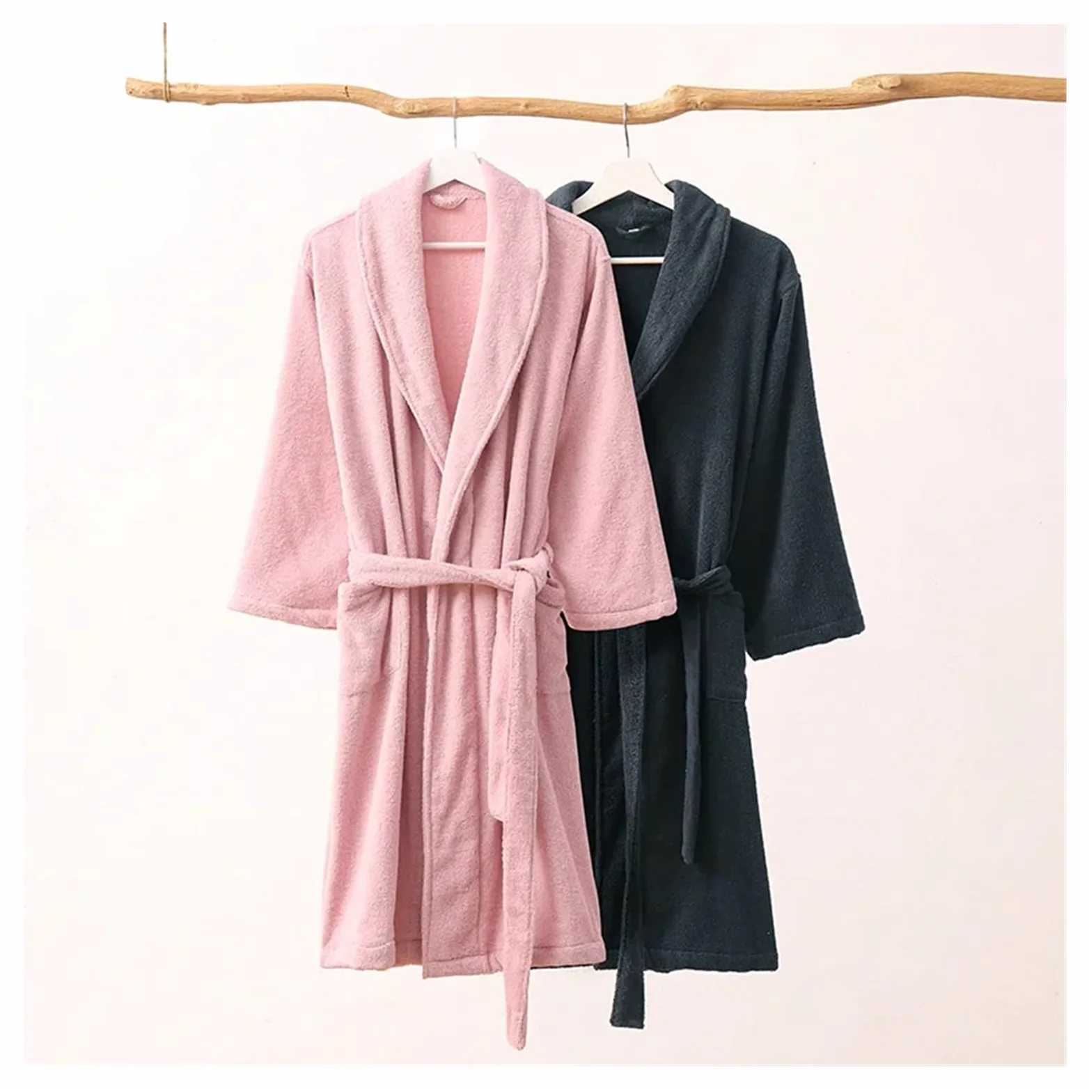 Albornoz Mujer Rizo Albornoz de algodón invierno for hombre, cálido, grueso, for amantes la ropa dormir, cómodo y acogedor for mujer