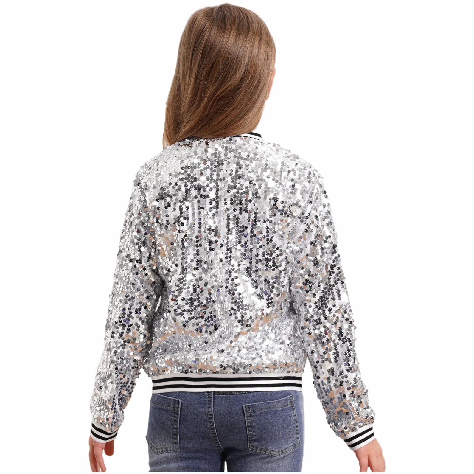 Renvena Chaqueta de béisbol para niña, bomber, informal, blazer brillante