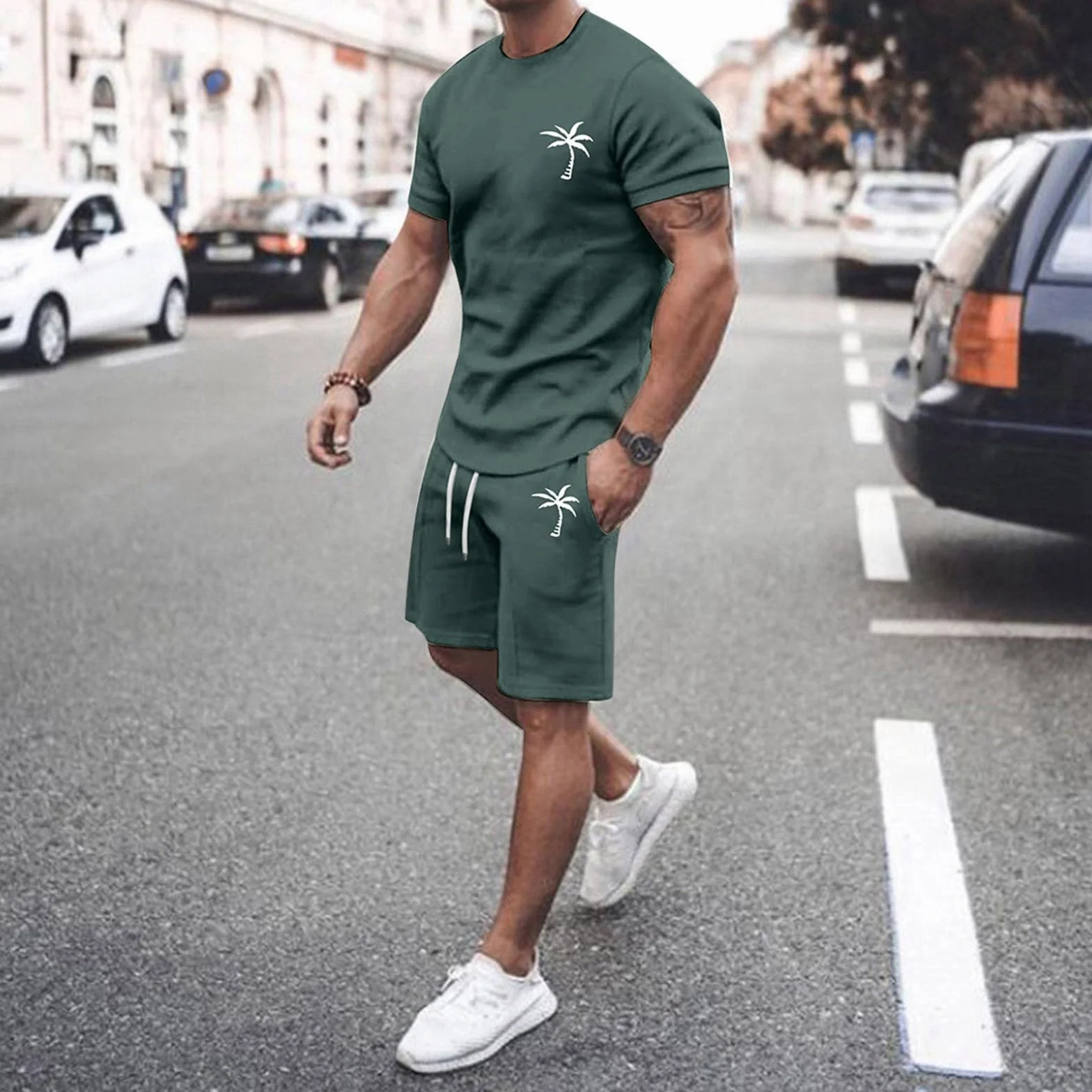 Chándal para hombre conjunto camiseta y pantalón corto deporte verano